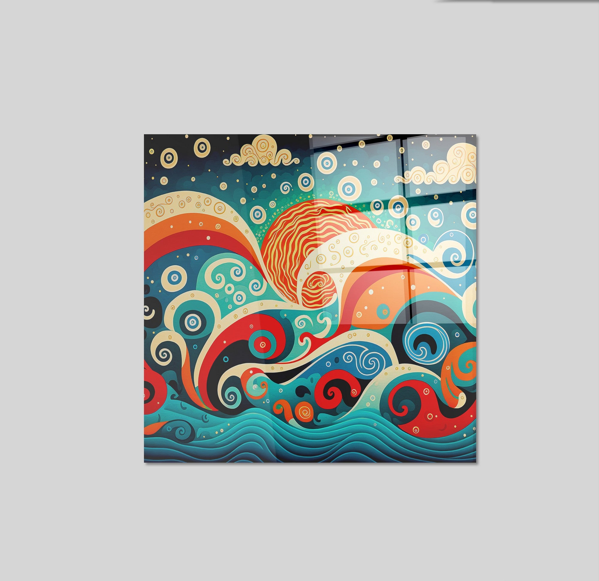 Arte em Vidro Temperado Multicolor 50x50cm - Pintura Decorativa de Alta Qualidade