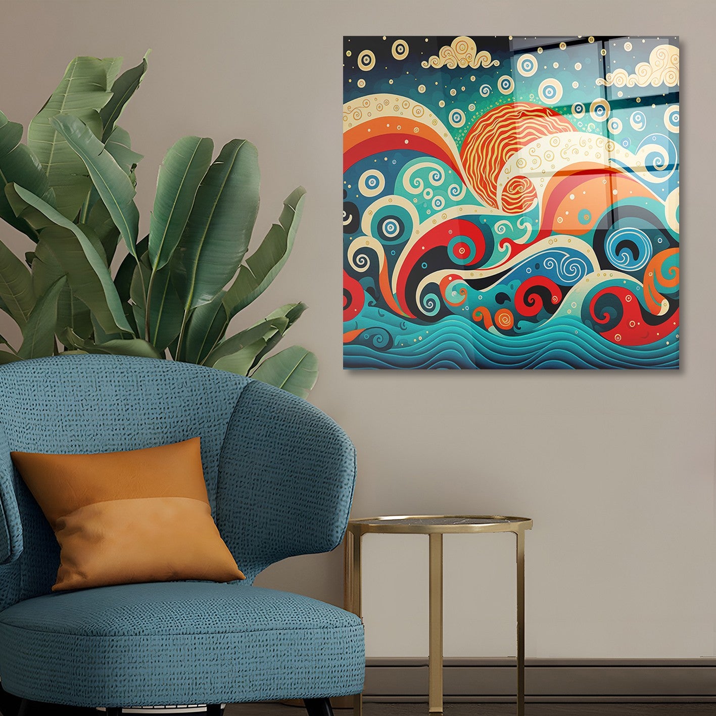 Arte em Vidro Temperado Multicolor 70x70cm - Pintura Decorativa de Alta Qualidade