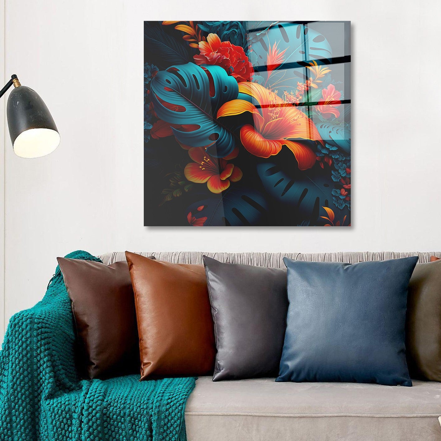 Arte em Vidro Temperado Multicolor 70x70cm - Pintura Decorativa de Alta Qualidade