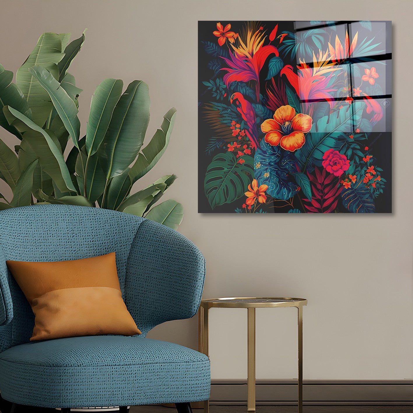 Arte em Vidro Temperado Multicolor 70x70cm - Pintura Decorativa de Alta Qualidade