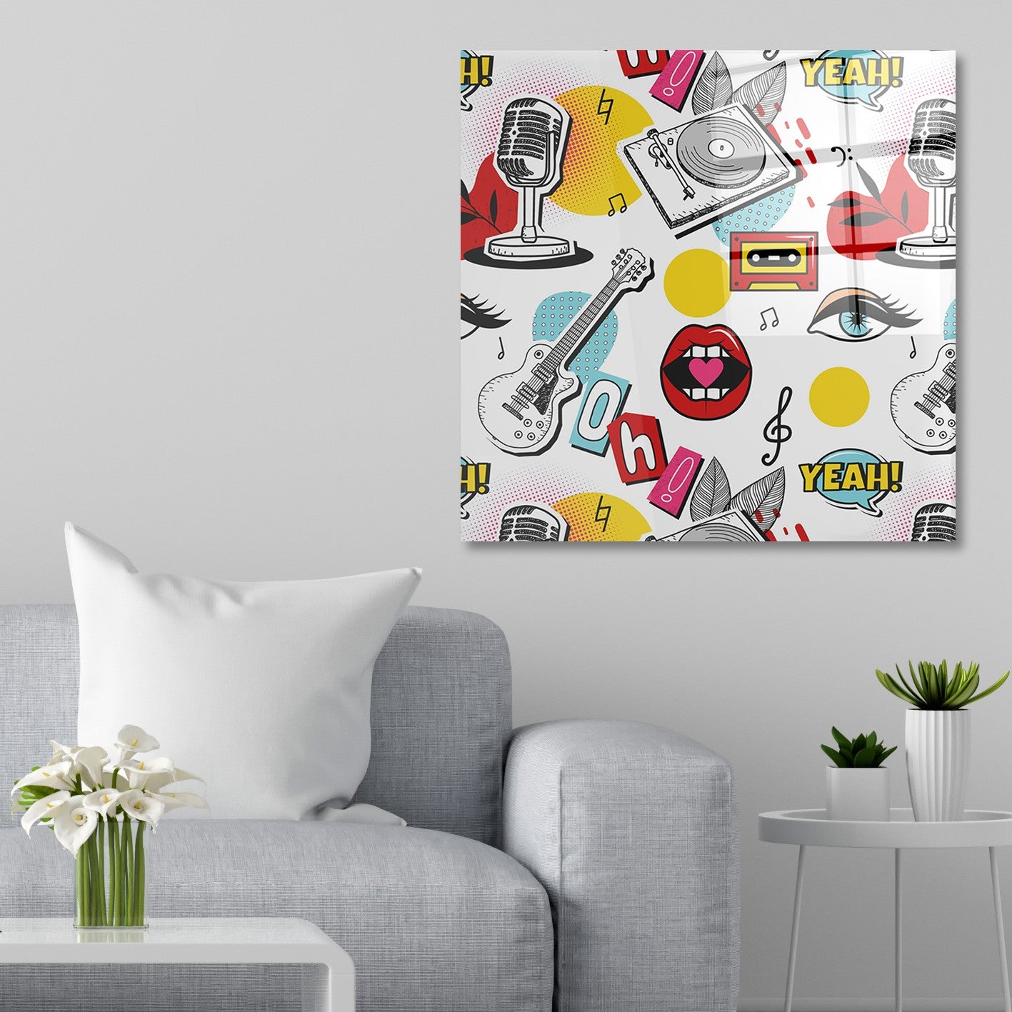 Arte em Vidro Temperado Multicolor 50x50cm - Pintura Decorativa de Parede Premium