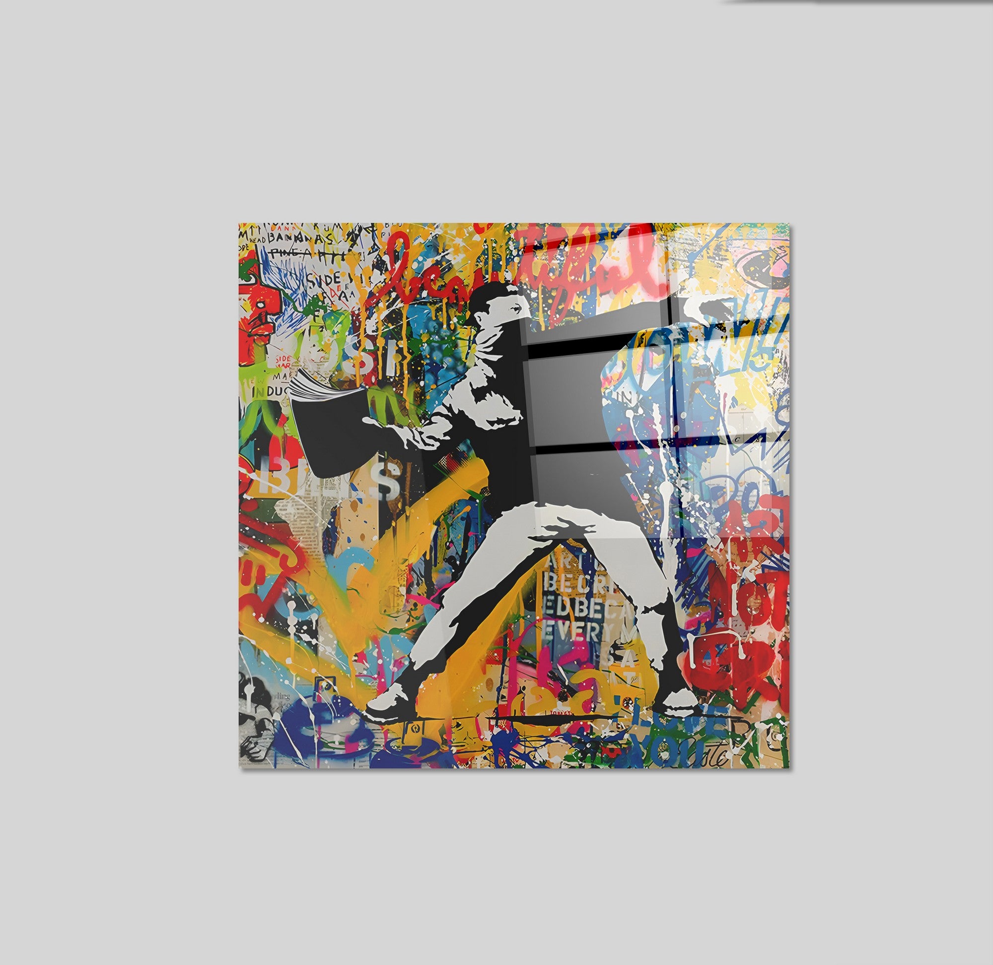 Arte em Vidro Temperado Multicolor 50x50cm - Pintura Decorativa Premium de 4mm