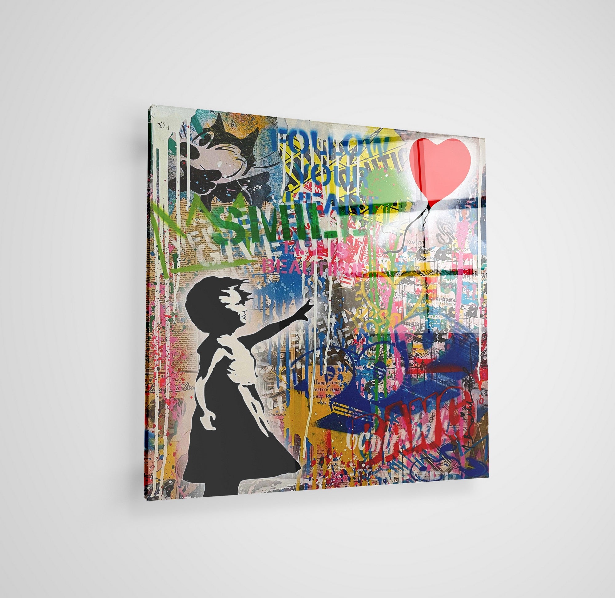 Arte em Vidro Temperado Multicolor 50x50cm - Pintura Decorativa de Alta Qualidade