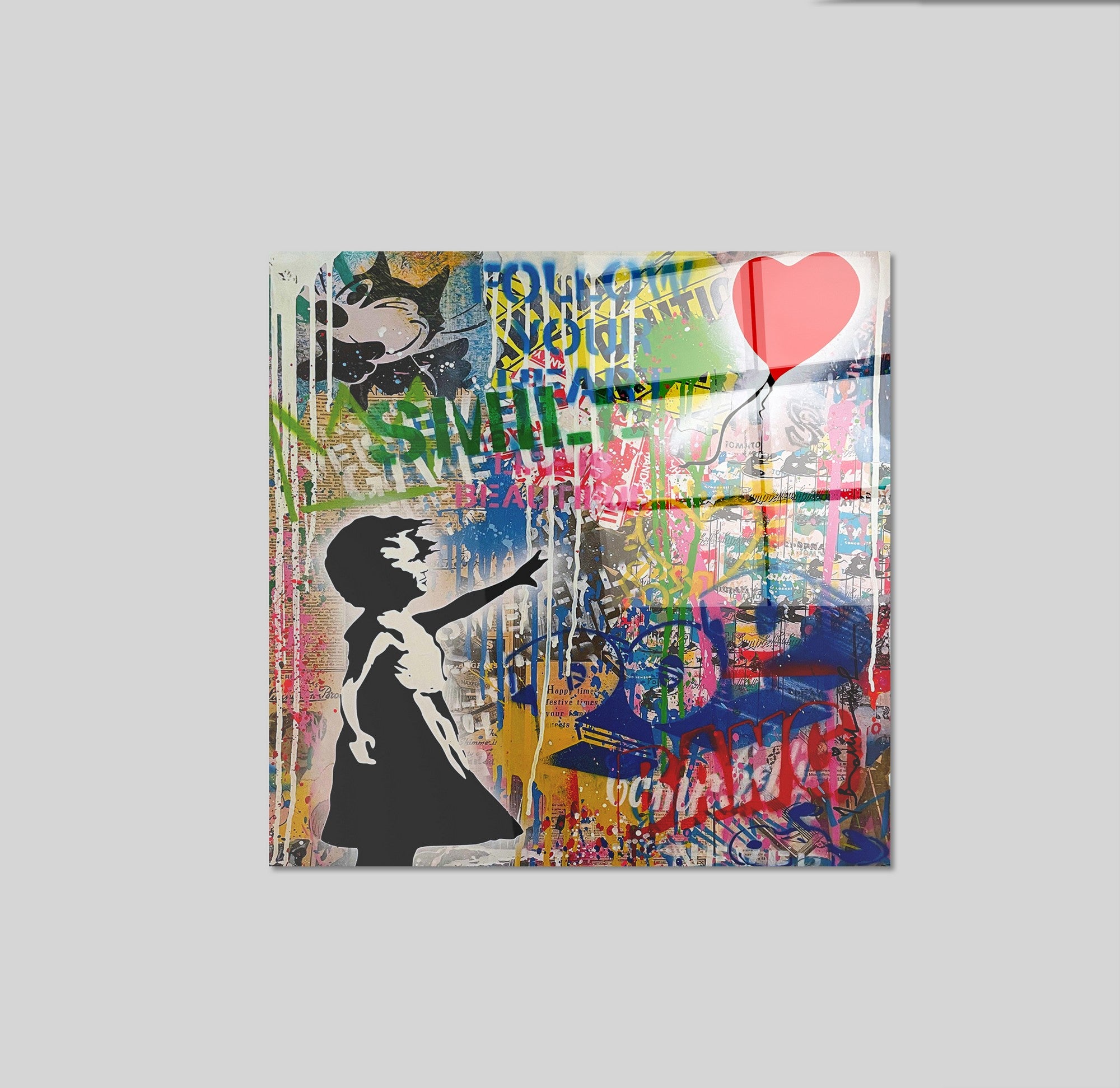 Arte em Vidro Temperado Multicolor 50x50cm - Pintura Decorativa de Alta Qualidade