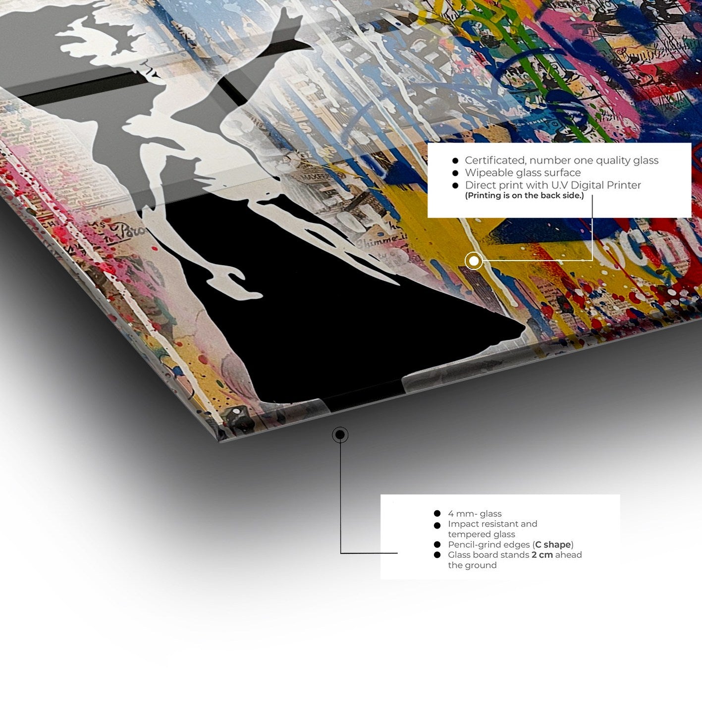 Arte em Vidro Temperado Multicolor 50x50cm - Pintura Decorativa de Alta Qualidade