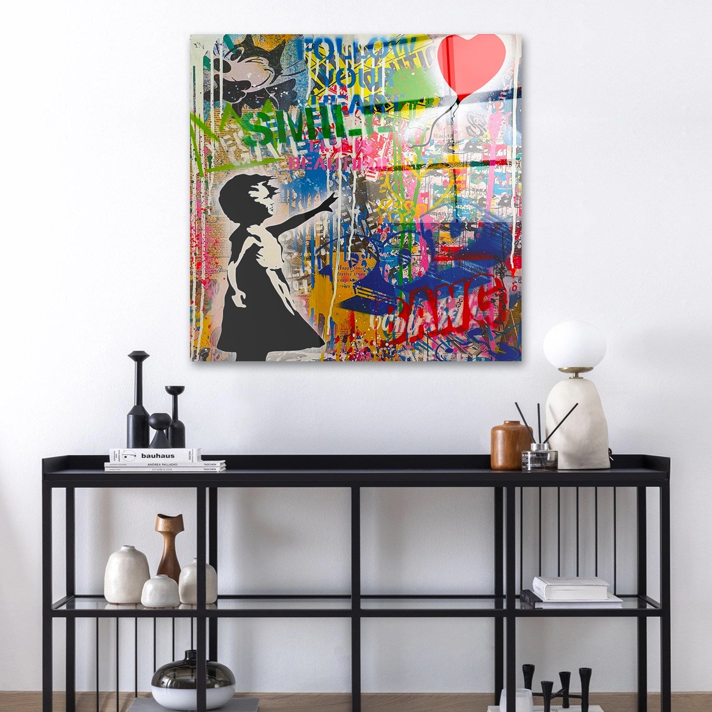 Arte em Vidro Temperado Multicolor 70x70cm - Pintura Decorativa de Alta Qualidade