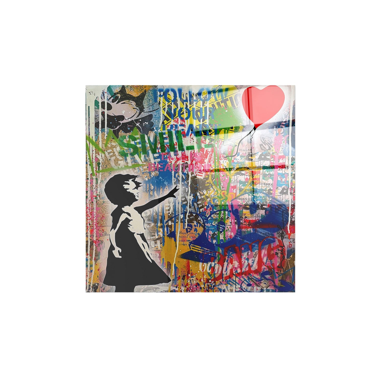 Arte em Vidro Temperado Multicolor 70x70cm - Pintura Decorativa de Alta Qualidade