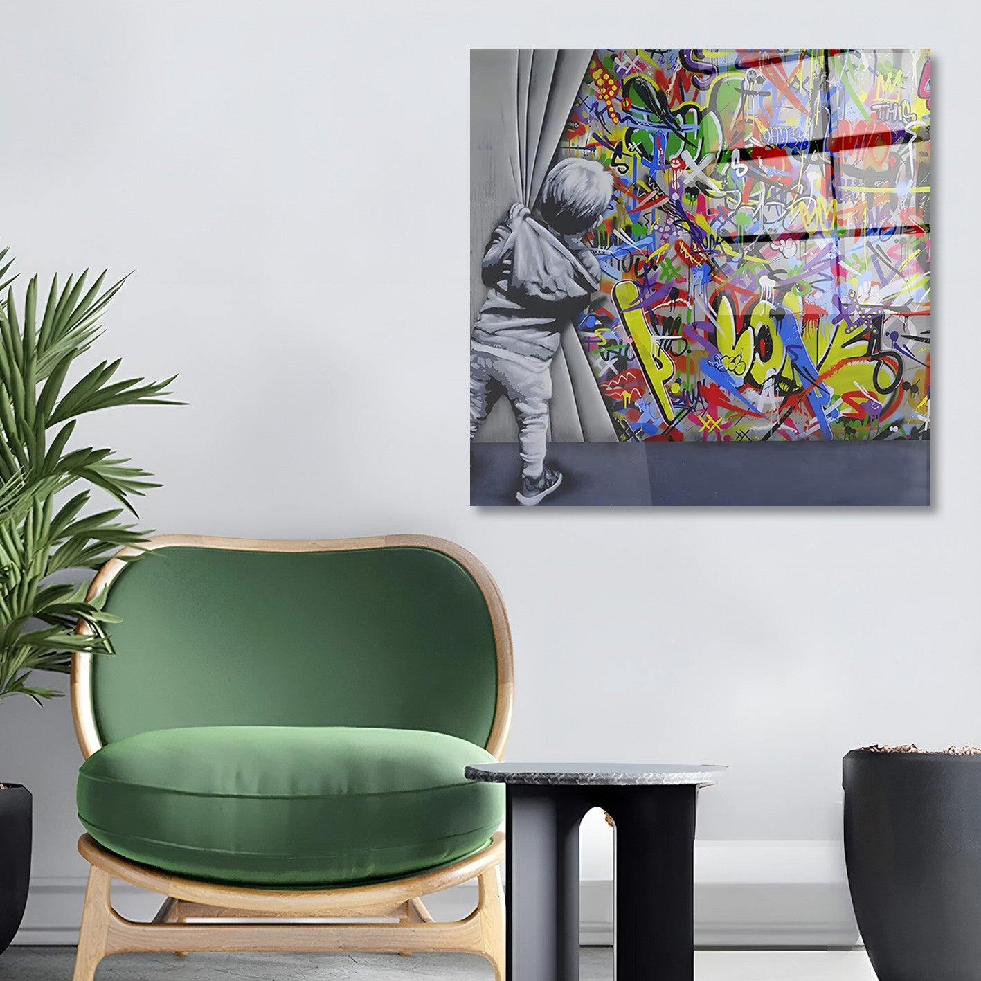 Arte em Vidro Temperado Multicolor 50x50cm - Pintura Decorativa Premium de 4mm