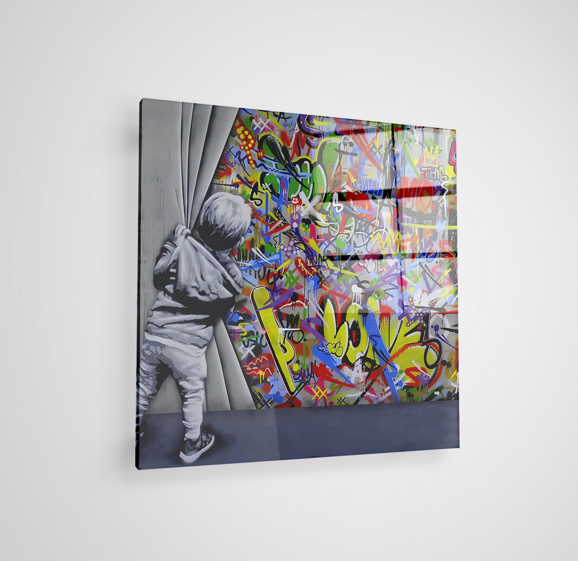 Arte em Vidro Temperado Multicolor 50x50cm - Pintura Decorativa Premium de 4mm