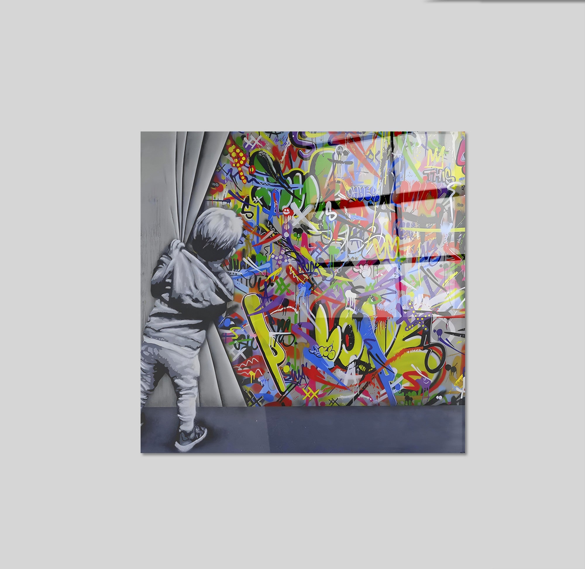 Arte em Vidro Temperado Multicolor 70x70cm - Pintura Decorativa de Alta Qualidade