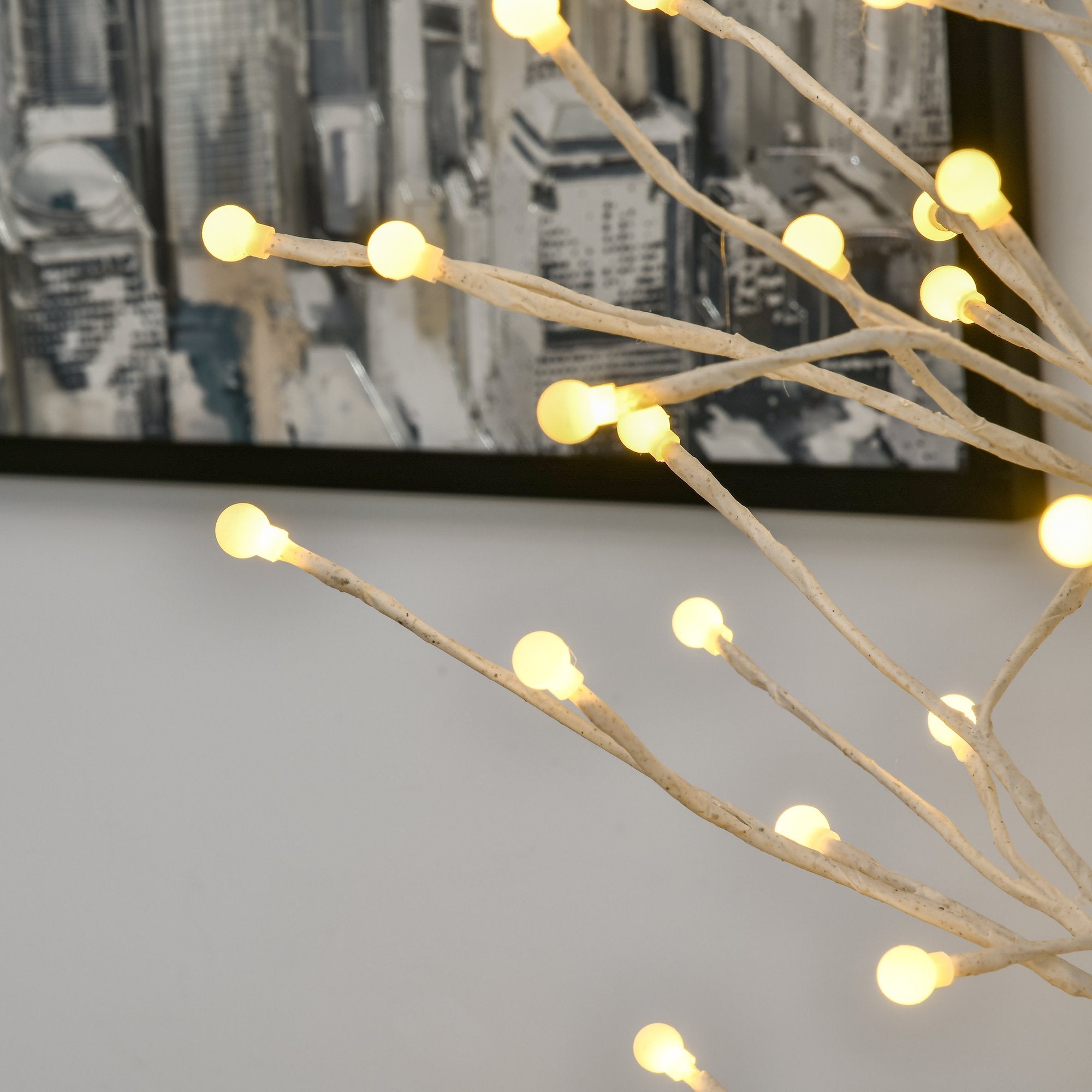 Árvore Sintética Branca Altura 150cm com 120 Luzes LED Ajustáveis - 20x20x150 cm