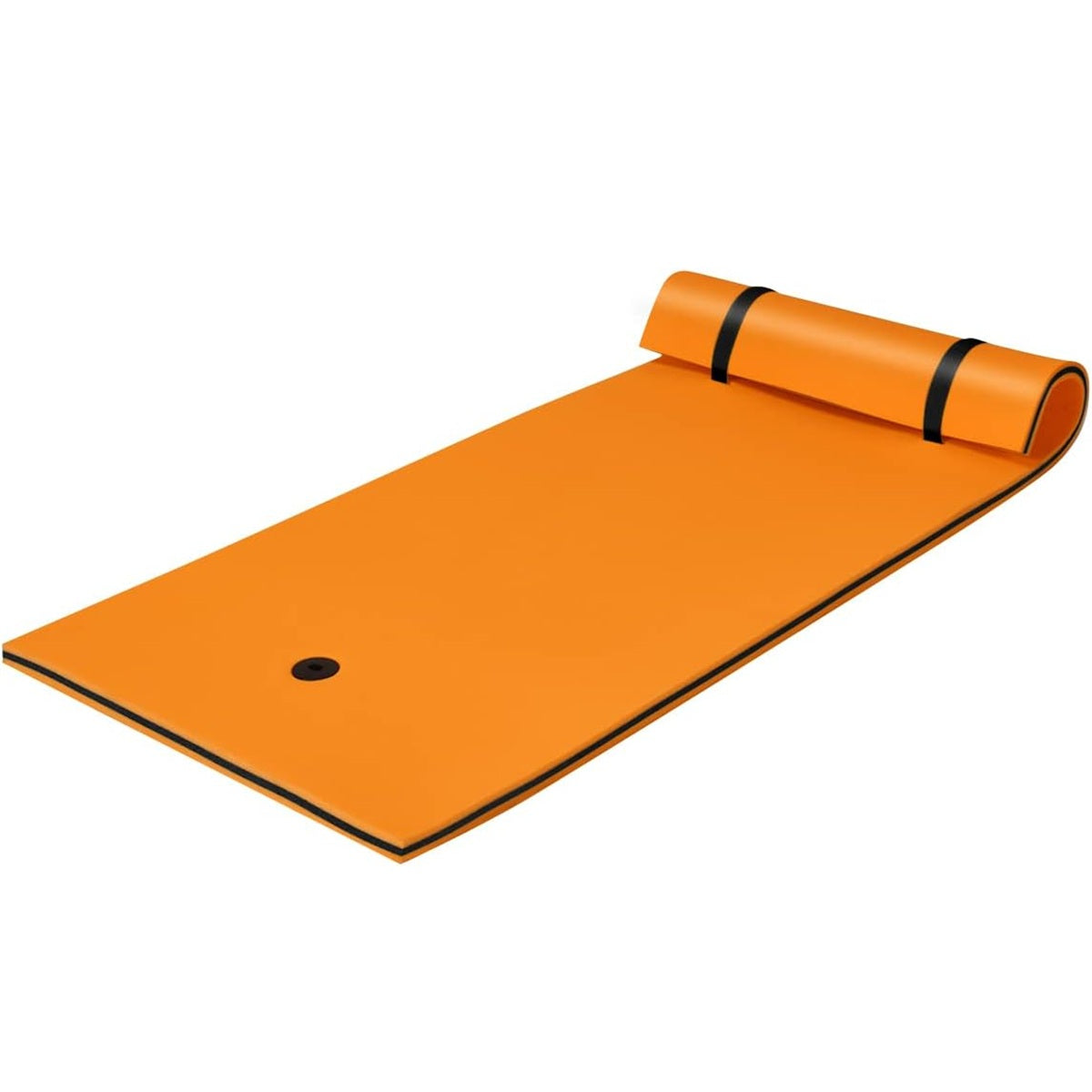 Colchoneta Flutuante de 220 x 90 cm Hamaca de Água de Espuma XPE Flutuador Enrolável com Design de Almofada Suporta 100 kg Laranja