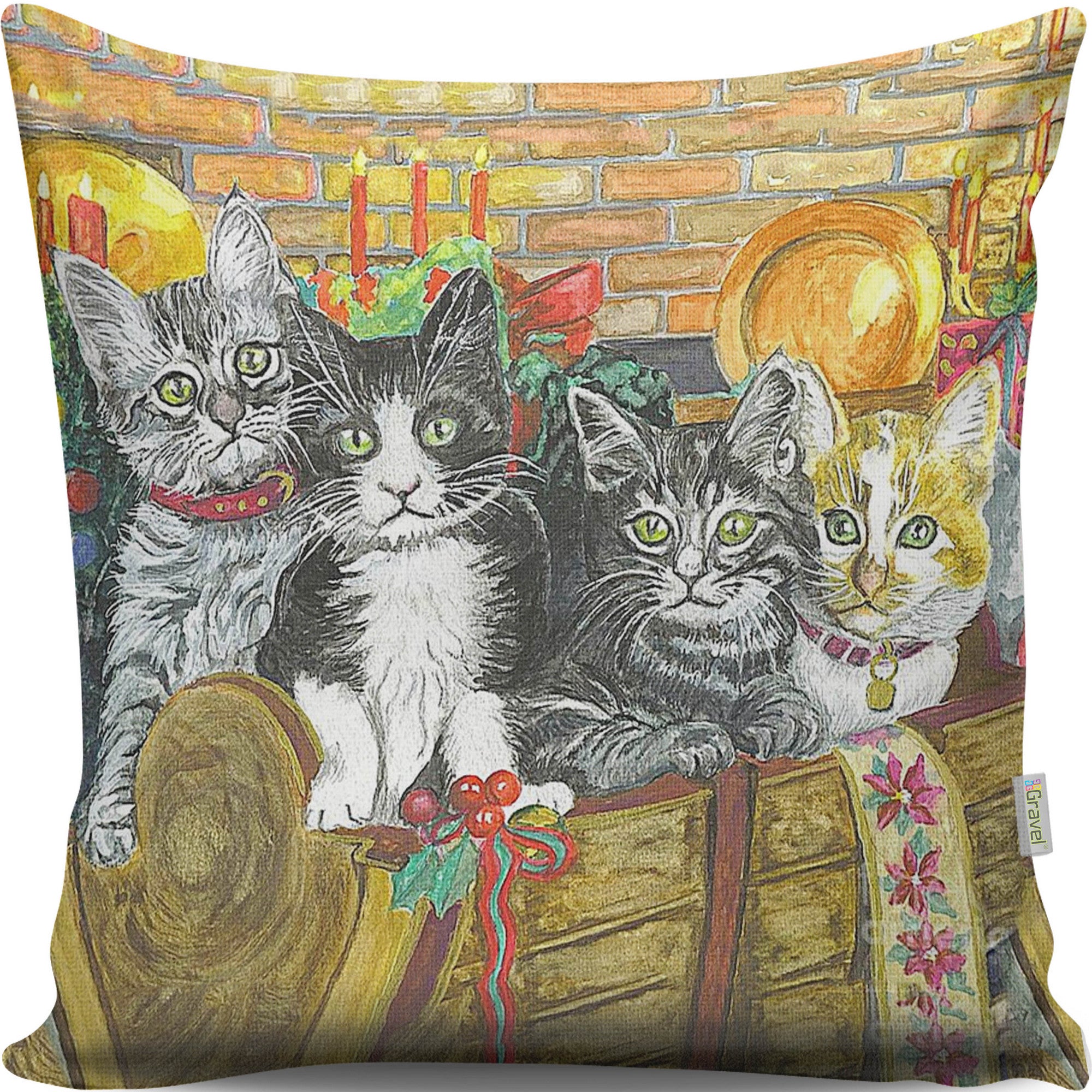 Almofada – 43 x 43 cm – Multicolorido – Algodão e Poliéster