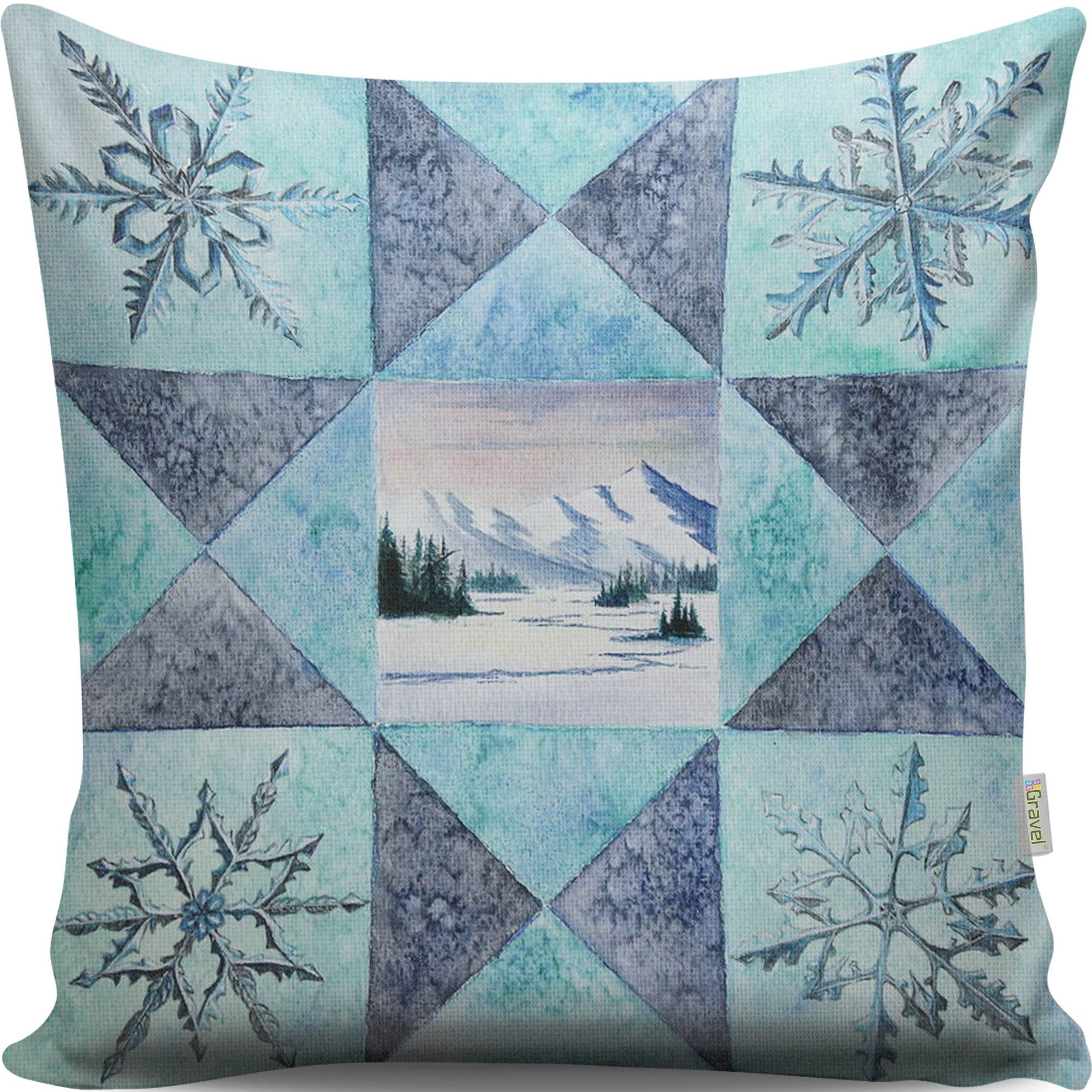 Almofada – 43 x 43 cm – multicolorido – algodão e poliéster