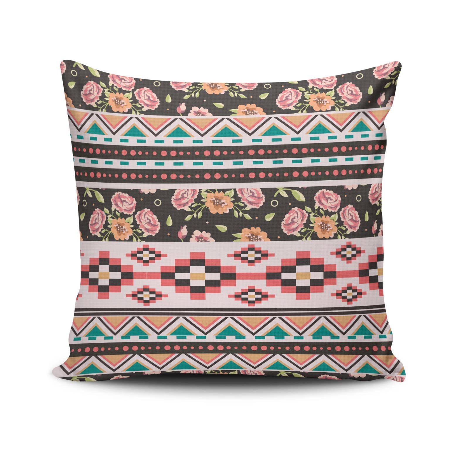 Capa de almofada – 43 x 43 cm – Multicolorido – Algodão/Poliéster
