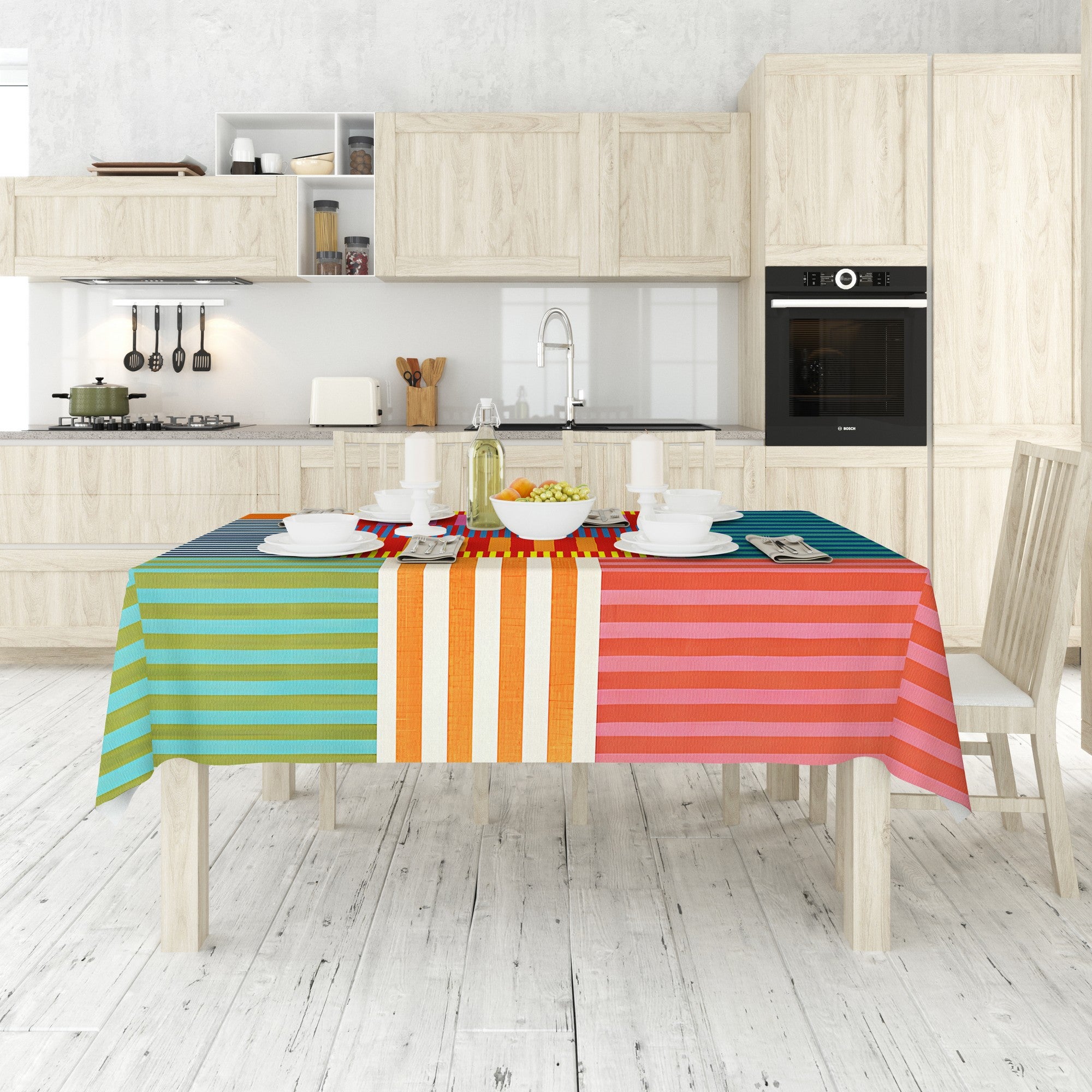 Toalha de mesa – 140 x 140 cm – Multicolorido – Algodão e poliéster