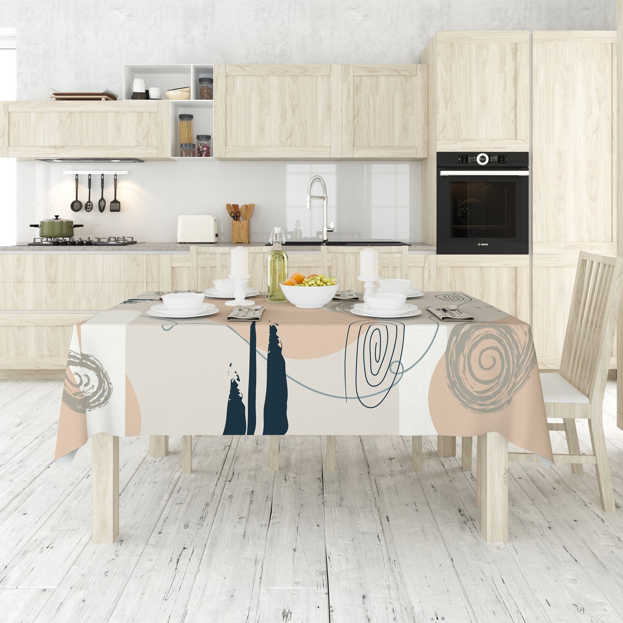 Toalha de mesa – 140 x 140 cm – Multicolorido – Algodão e poliéster