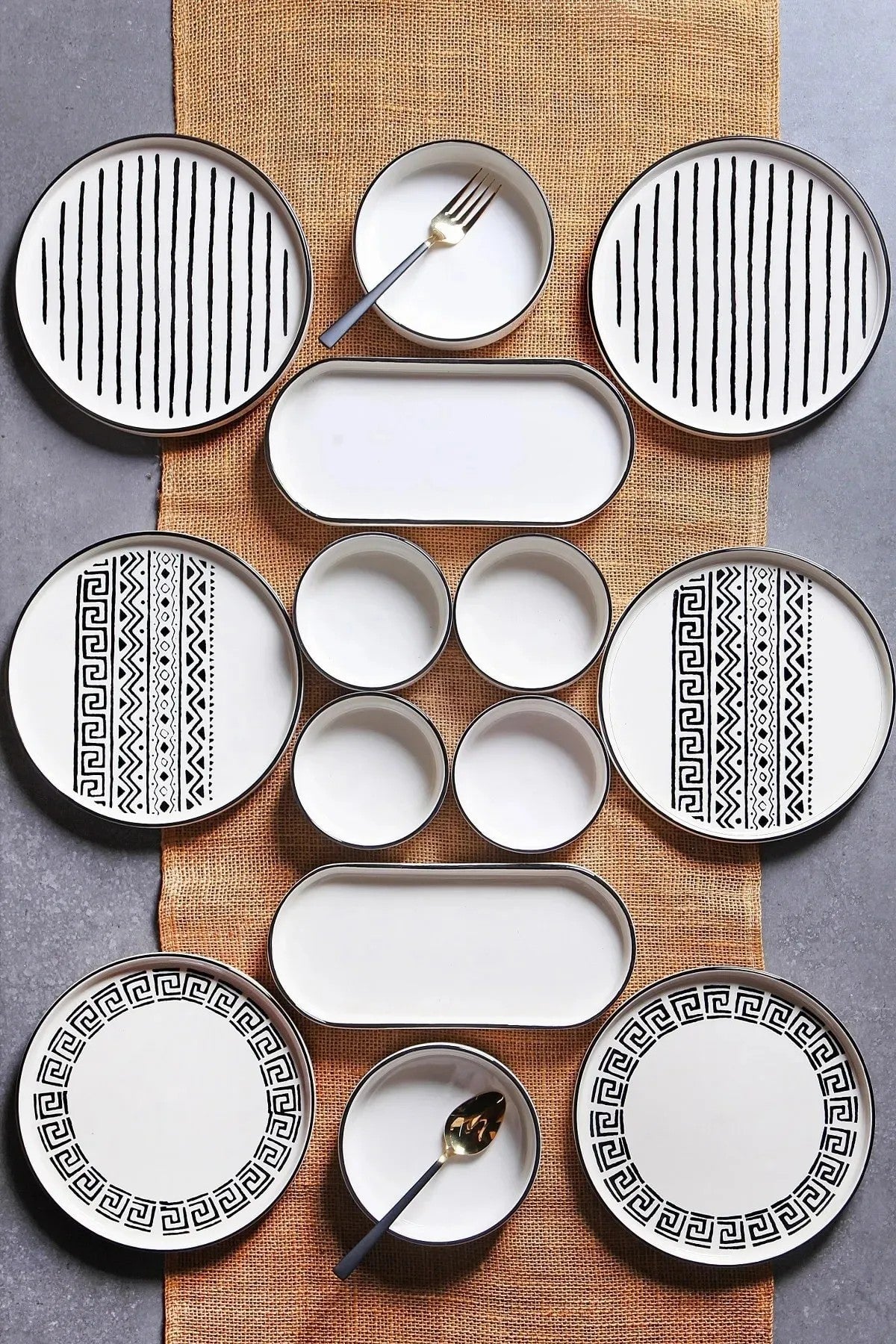 Conjunto de café da manhã (14 peças)-MCH09905-Preto
Branco