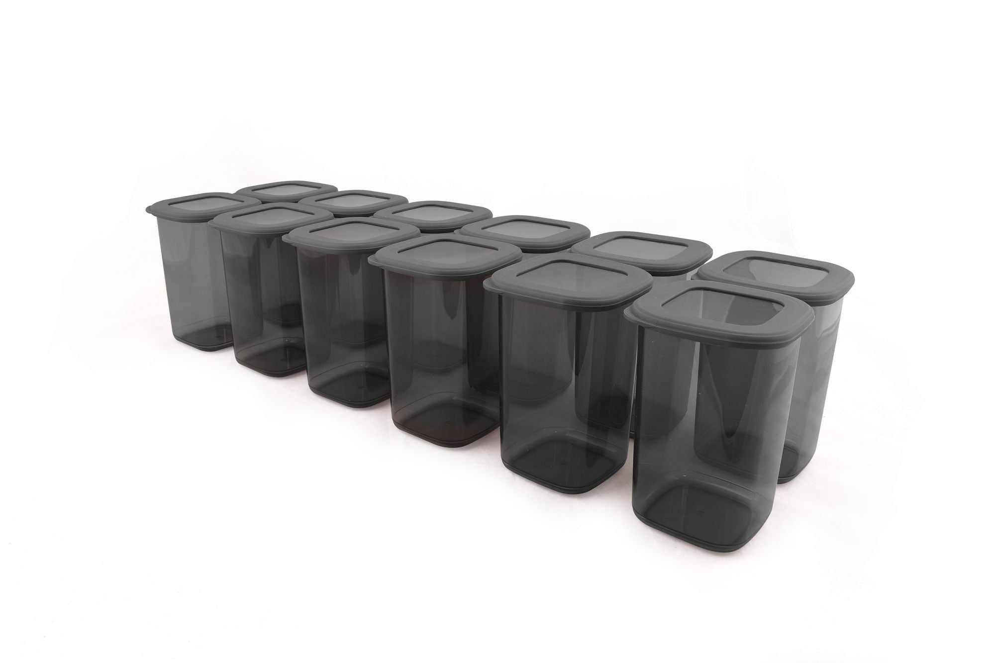 Conjunto de caixas de armazenamento - 6,5 x 6,5 x 13 cm - Cinza - Plástico