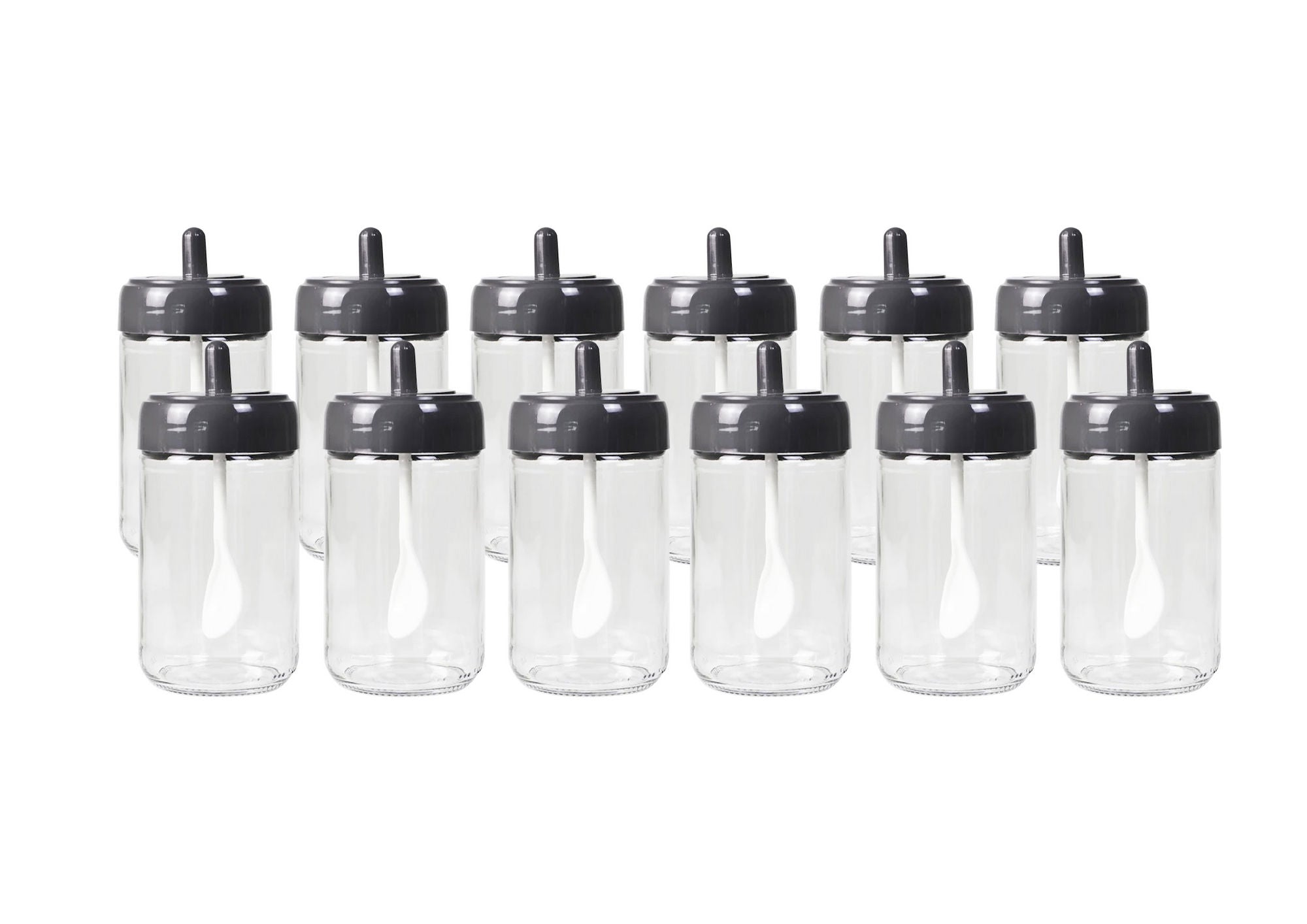 Conjunto de frascos para especiarias – 6,5 x 6,5 x 13 cm – Preto – Vidro