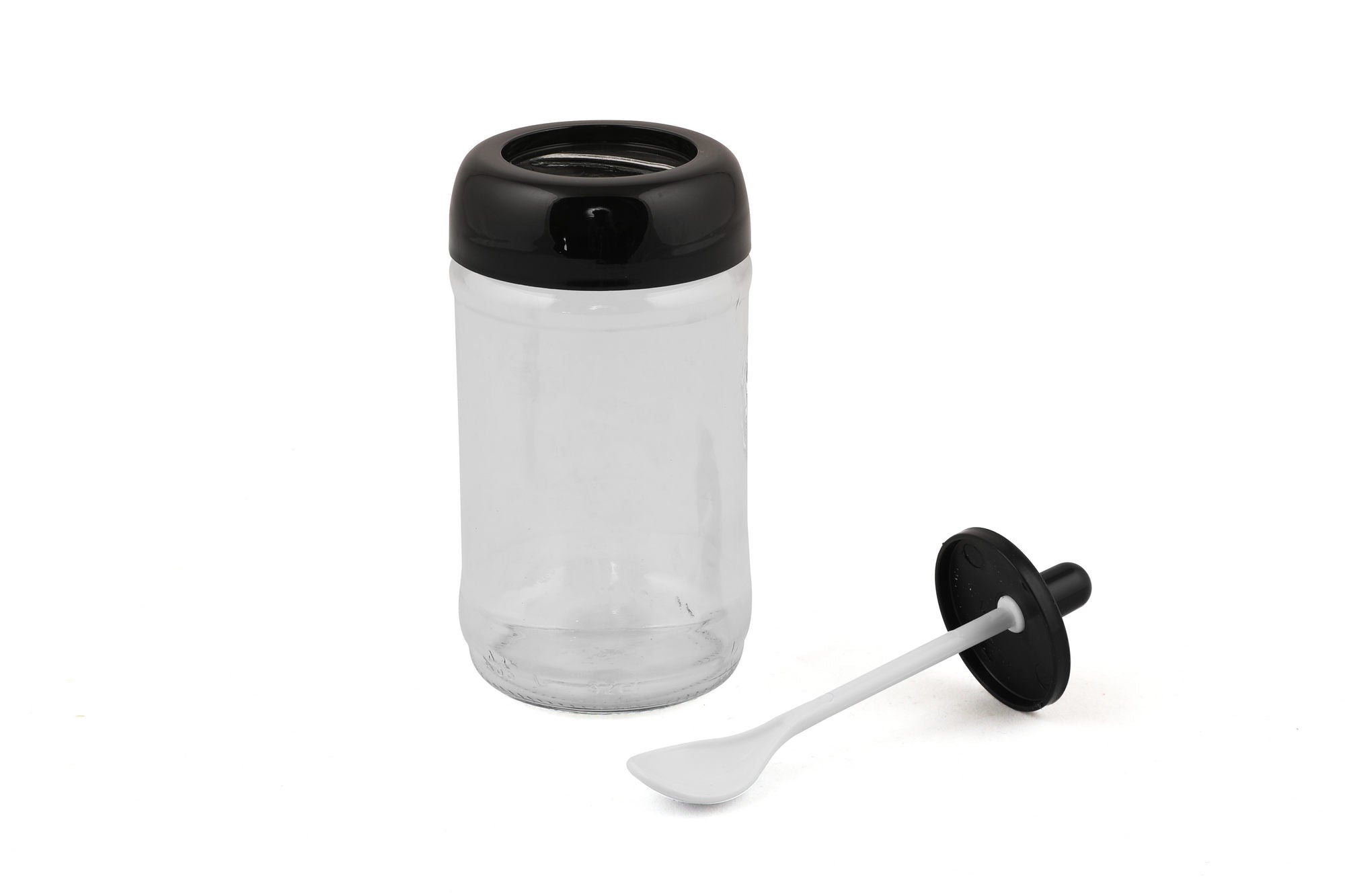 Conjunto de frascos para especiarias – 6,5 x 6,5 x 13 cm – Preto – Vidro