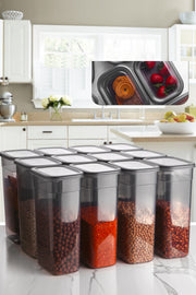 Conjunto de caixas de arrumação – 12 peças – 12 x 16,5 x 27,5 cm – plástico