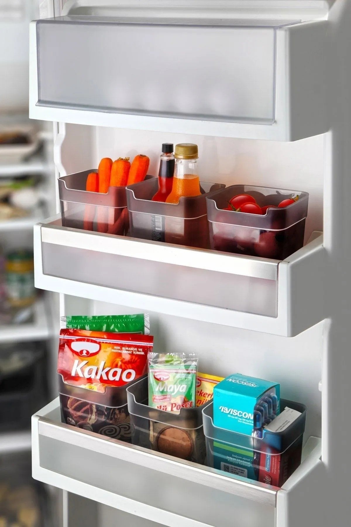 Conjunto de Organizadores de Geladeira – 11 x 10 x 11 cm – Transparente – Plástico