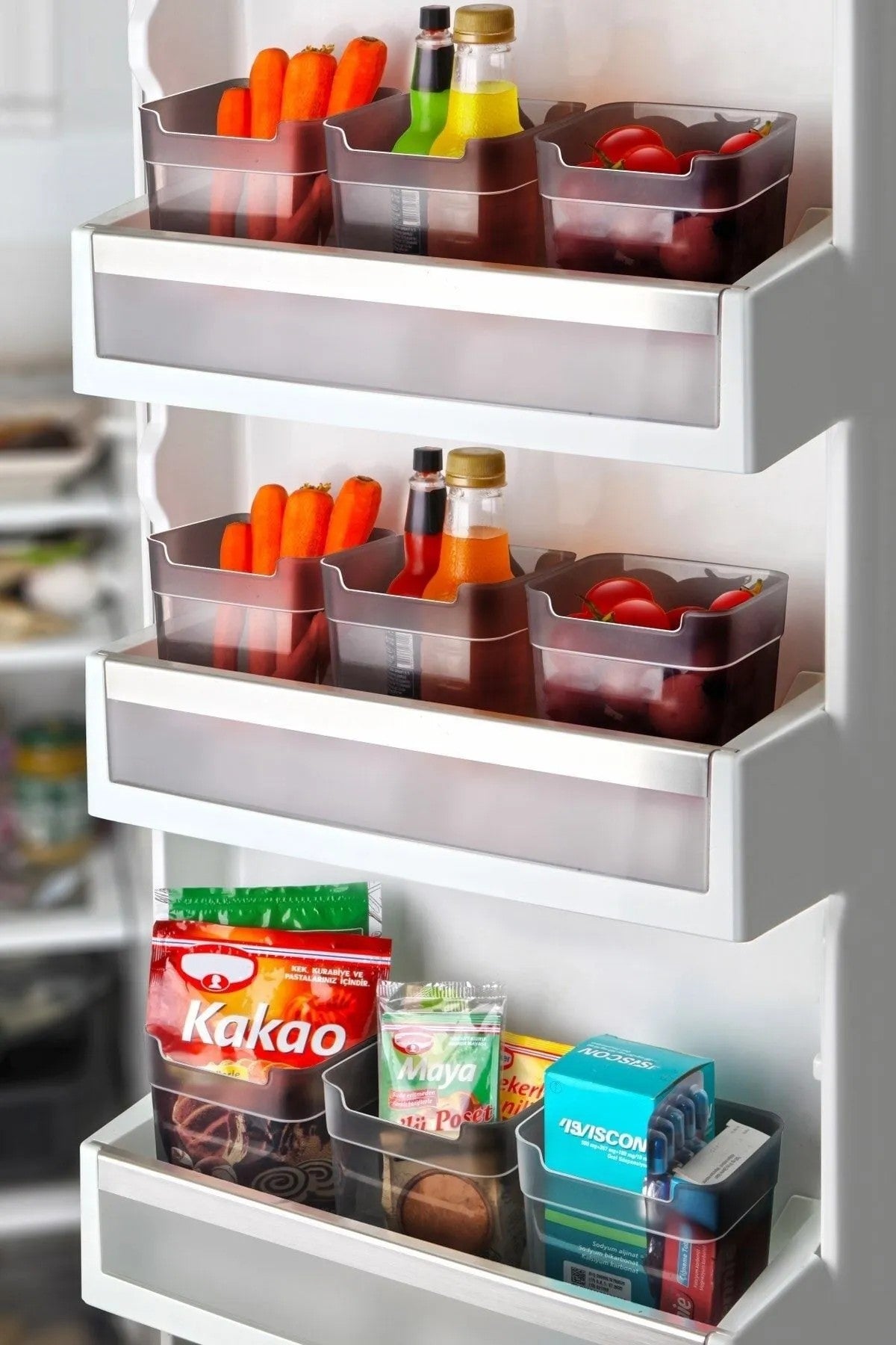 Conjunto de Organizadores de Geladeira (12 peças) – 11 x 10 x 11 cm – Transparente – Plástico