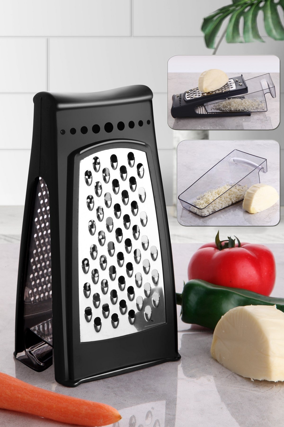 Ralador de cozinha – 11 x 9 x 21 cm – Preto – Plástico