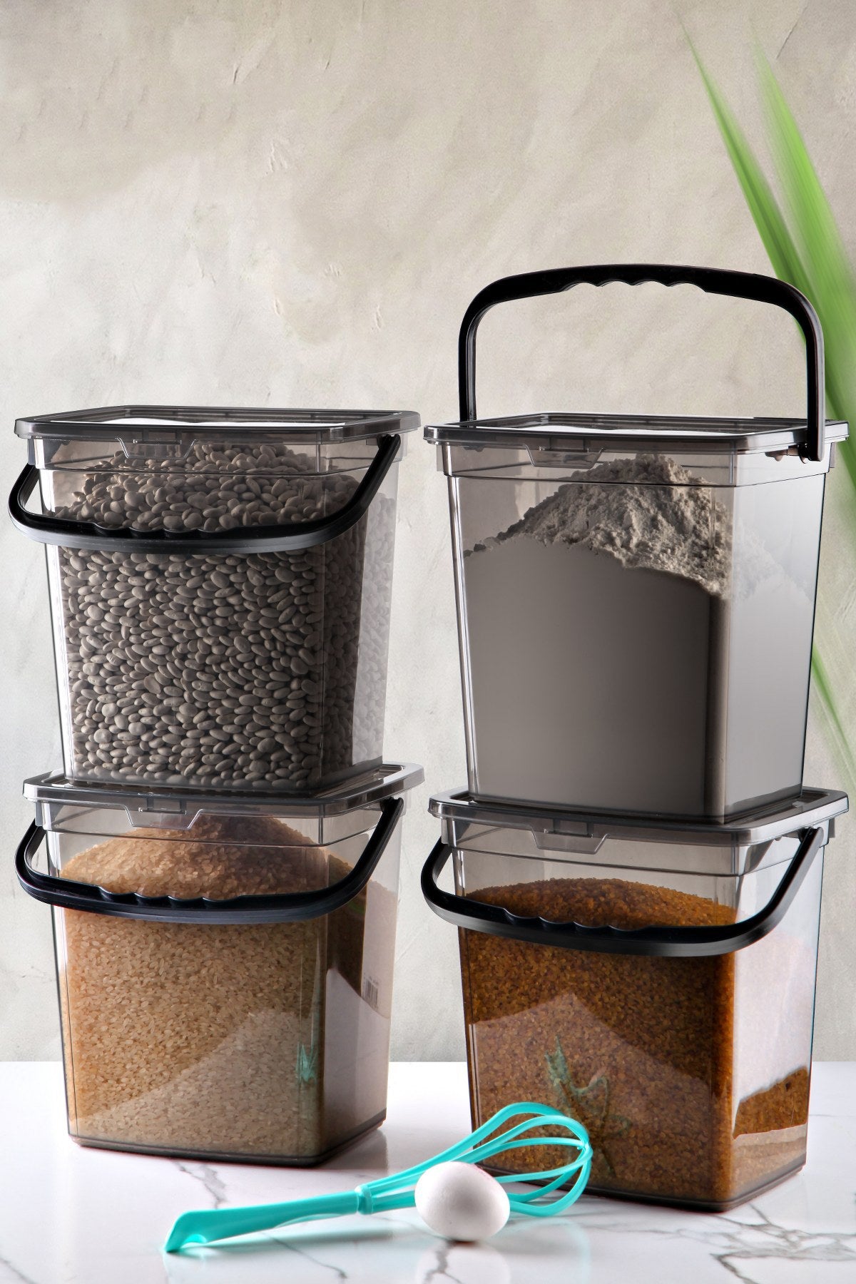 Conjunto de caixas de arrumação – 24 x 25 x 17,5 cm – Cinza – Plástico