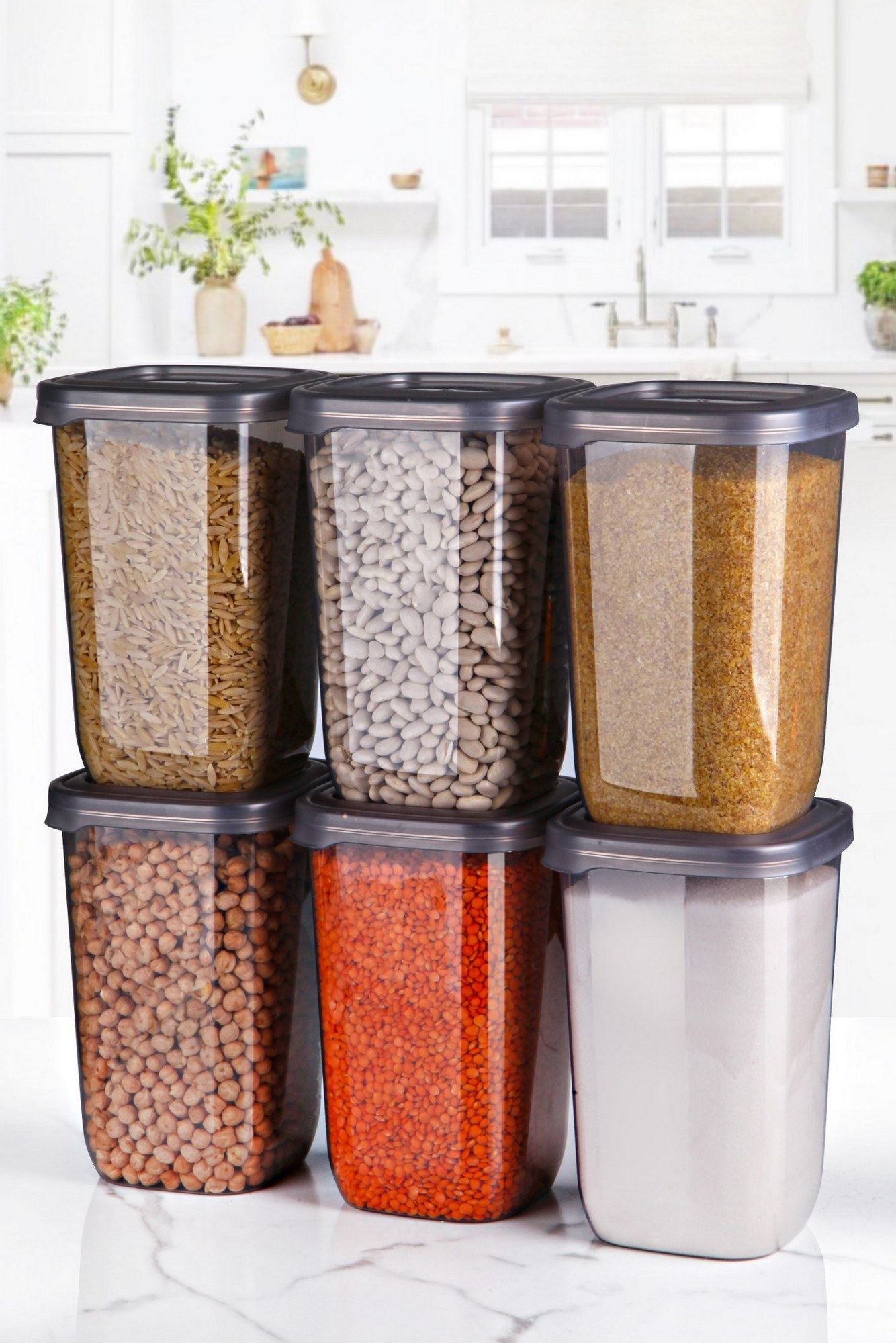 Conjunto de caixas de armazenamento – 11 x 16 x 17 cm – Antracite – Plástico