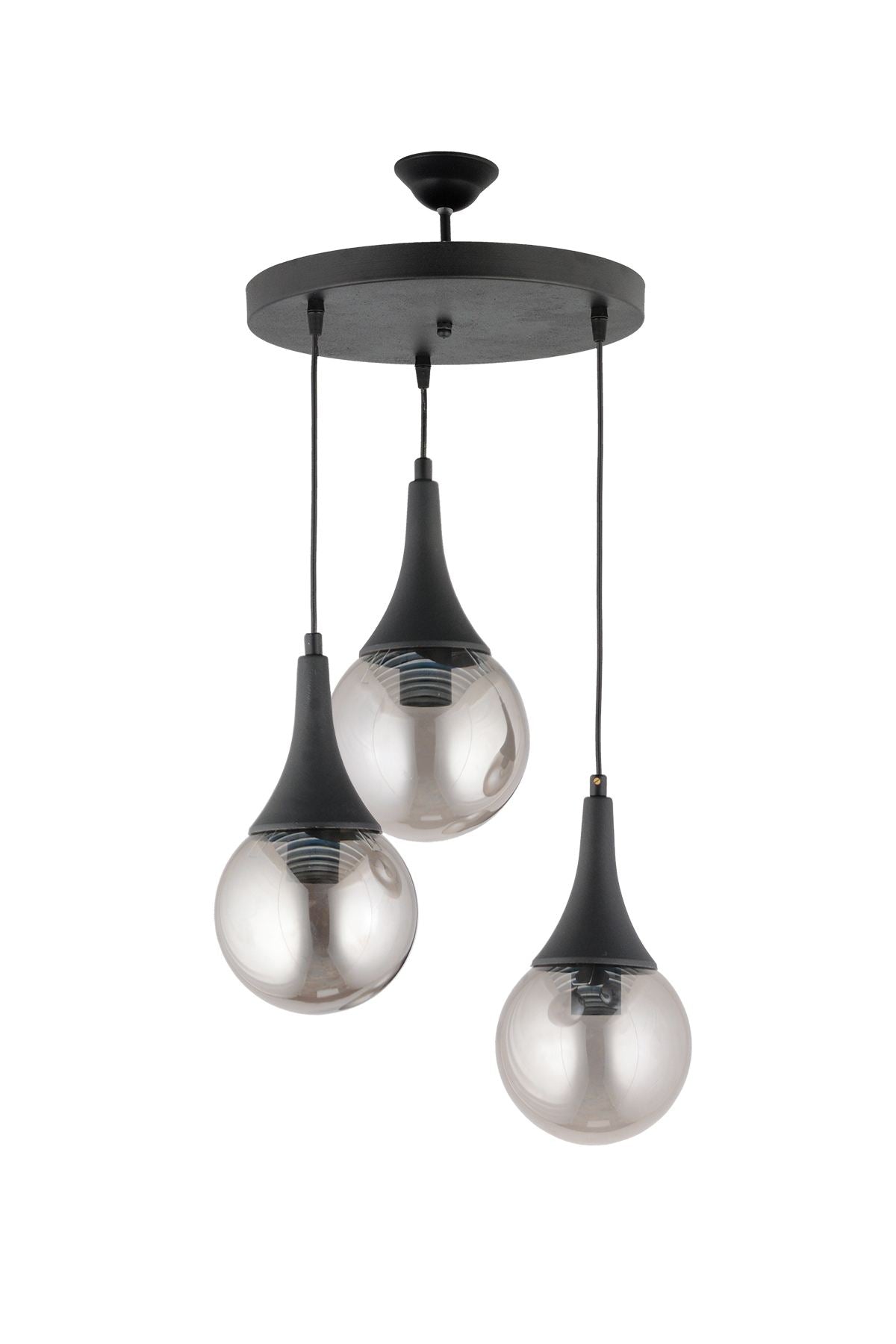 Candeeiro de Teto – 19-60 cm – Preto – Plástico e vidro