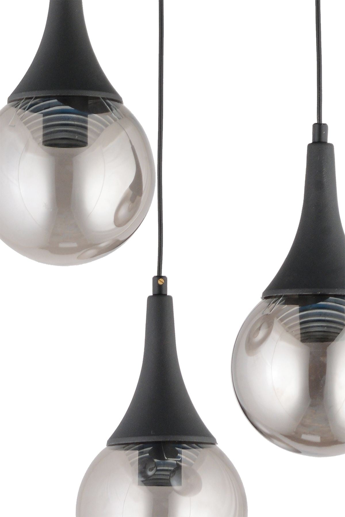 Candeeiro de Teto – 19-60 cm – Preto – Plástico e vidro