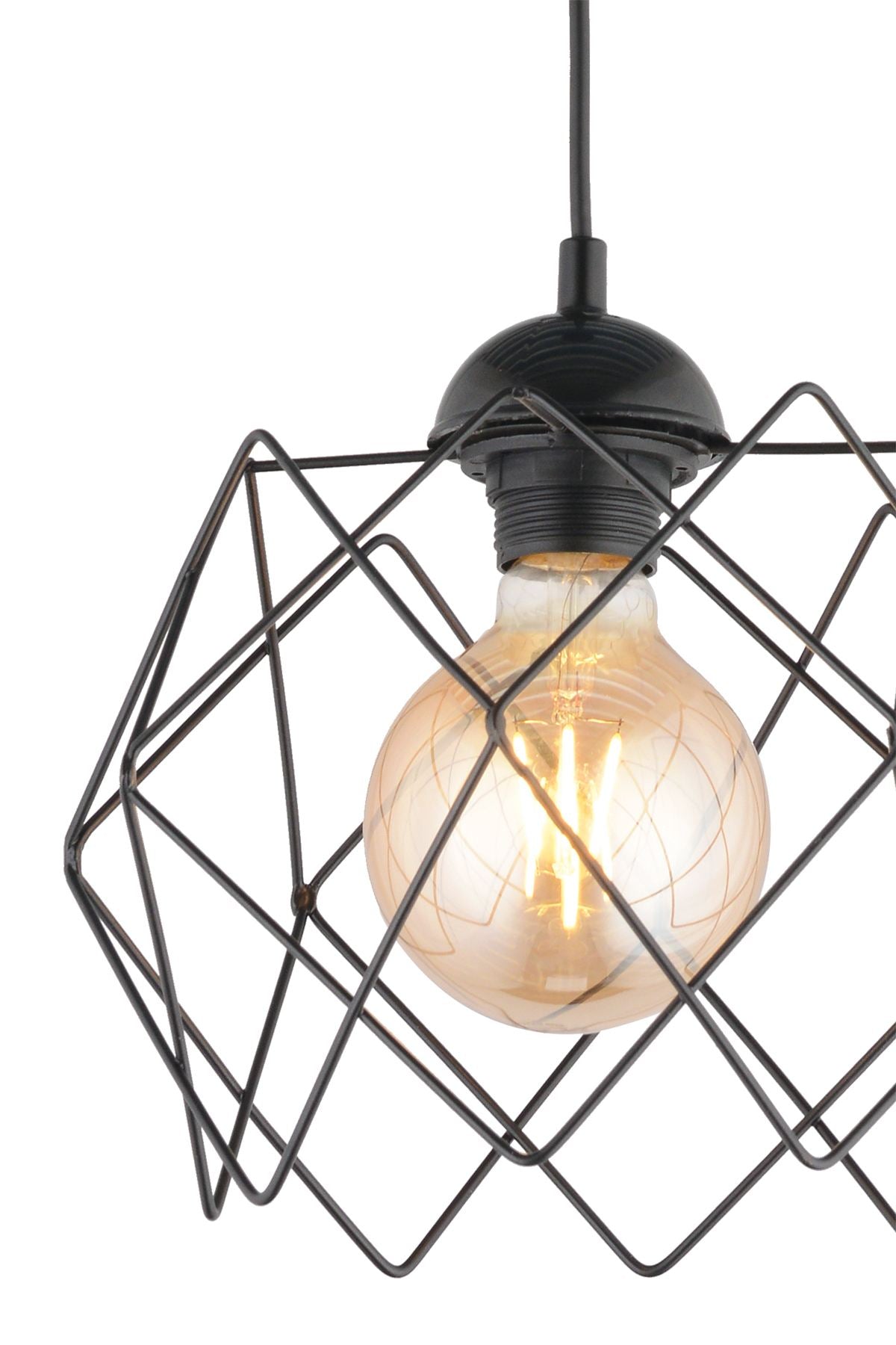 Candeeiro de Teto – 25-60 cm – Preto – Metal