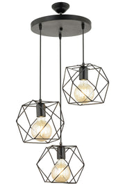 Candeeiro de Teto – 24-60 cm – Preto – Metal