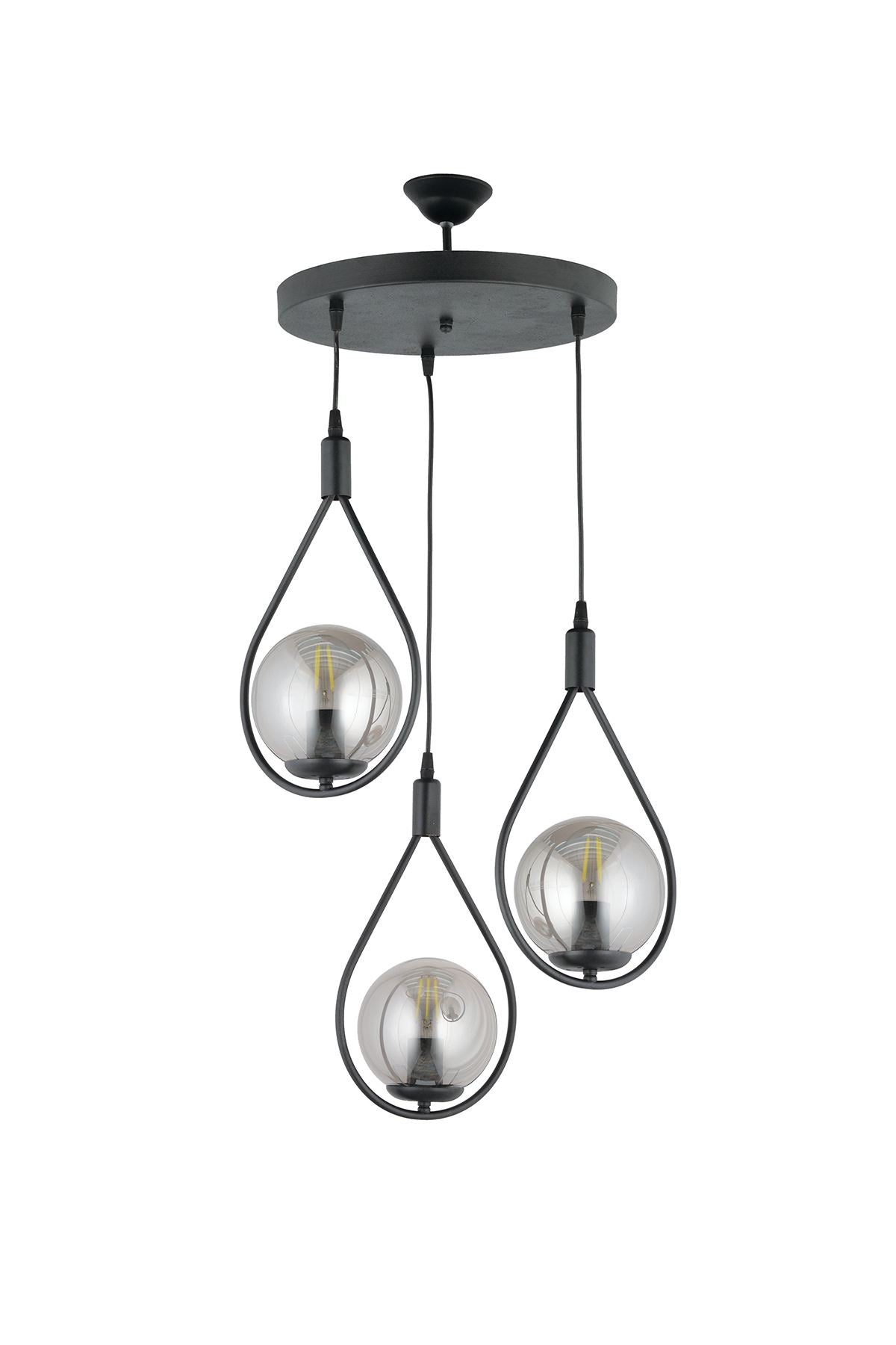 Candeeiro de Teto – 19-60 cm – Preto – Metálico