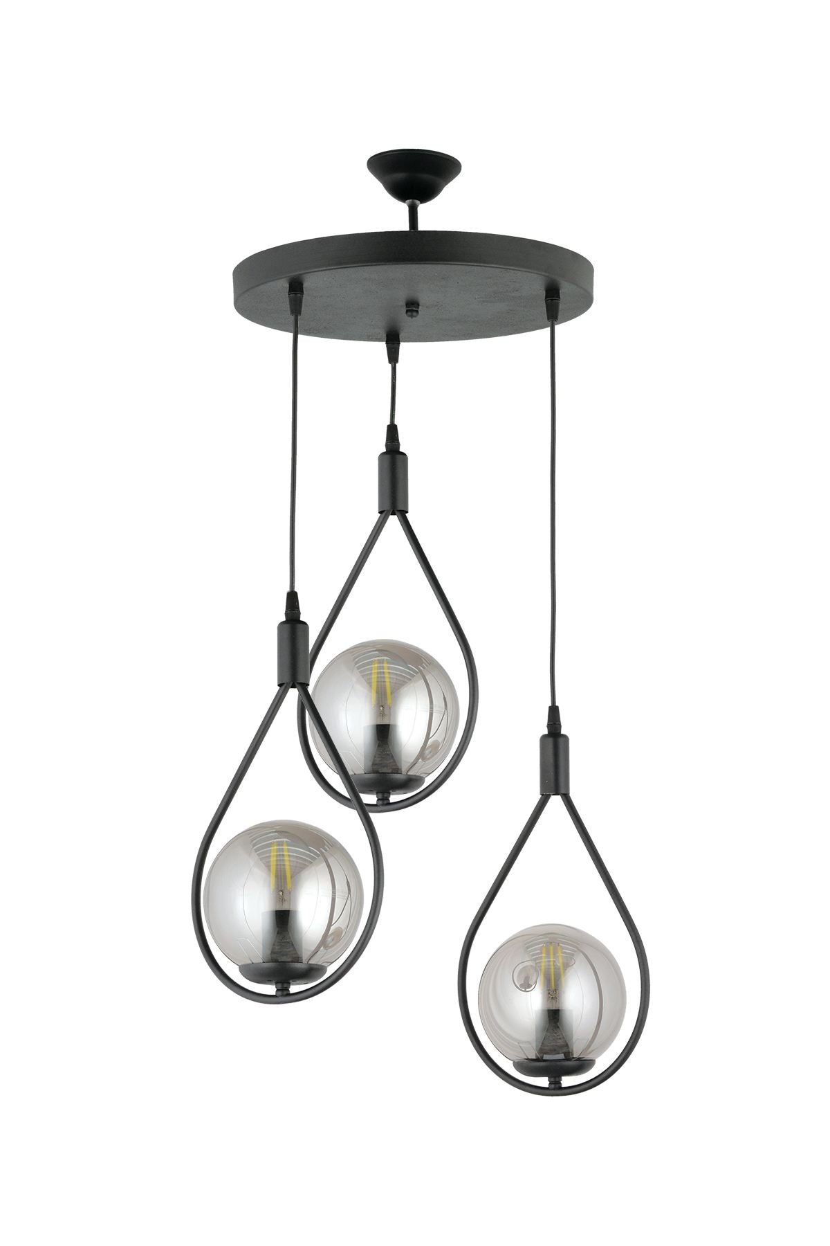 Candeeiro de Teto – 19-60 cm – Preto – Metálico