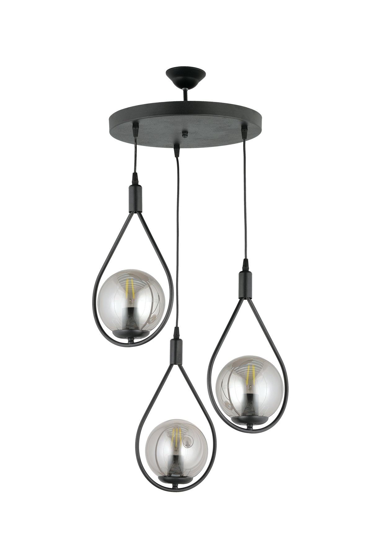 Candeeiro de Teto – 19-60 cm – Preto – Metálico