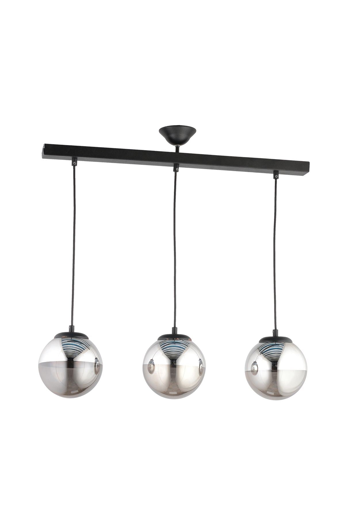 Candeeiro de Teto – 19-60 cm – Preto – Metal e Vidro