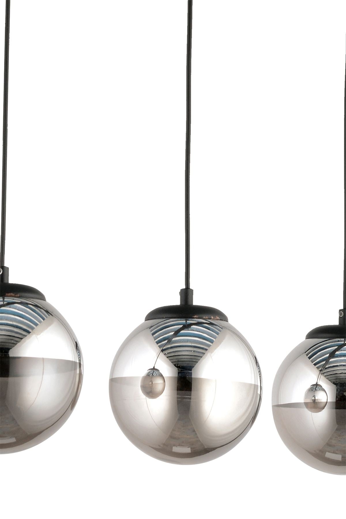 Candeeiro de Teto – 19-60 cm – Preto – Metal e Vidro