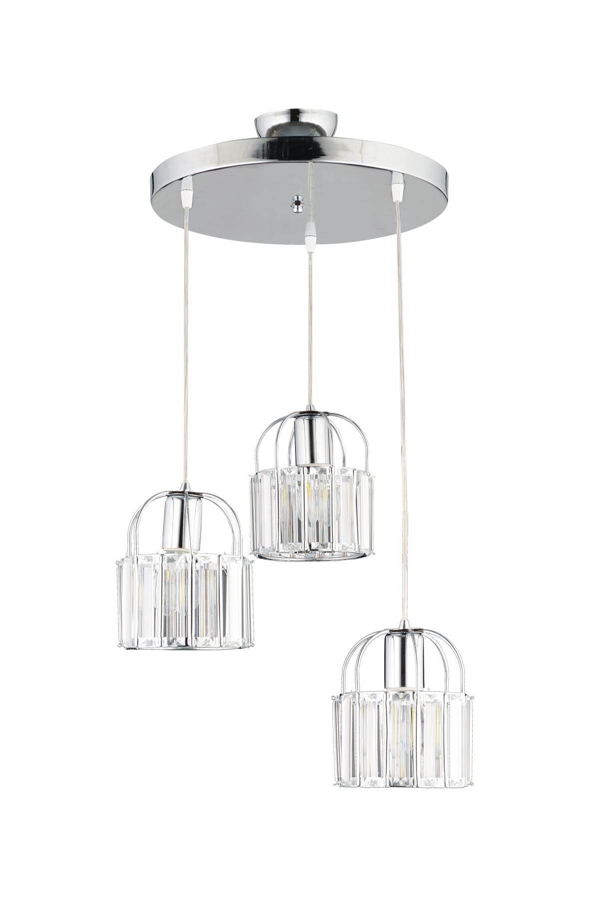 Candeeiro de Teto – 18-60 cm – Cromado – Metal e Vidro