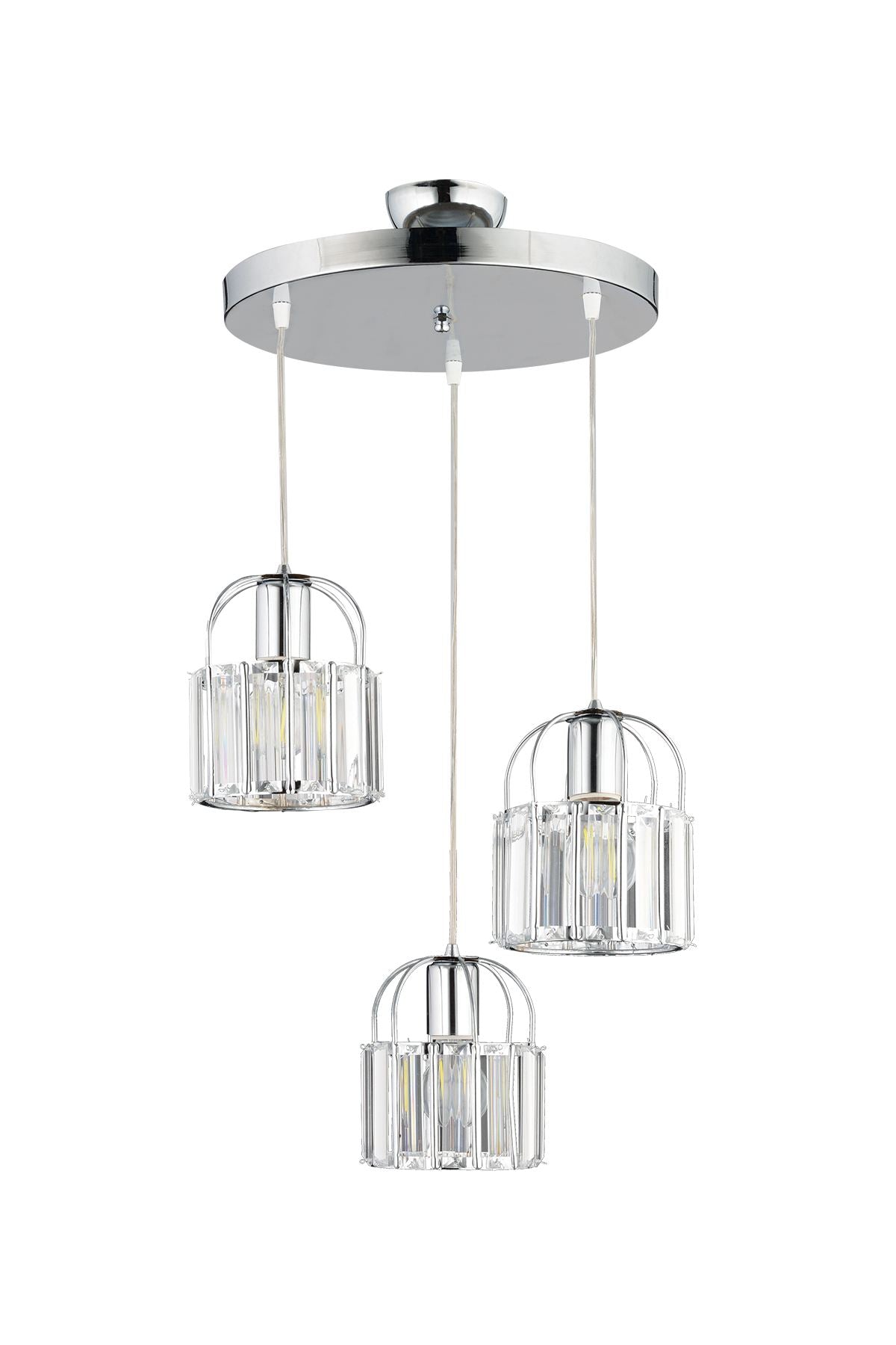 Candeeiro de Teto – 18-60 cm – Cromado – Metal e Vidro