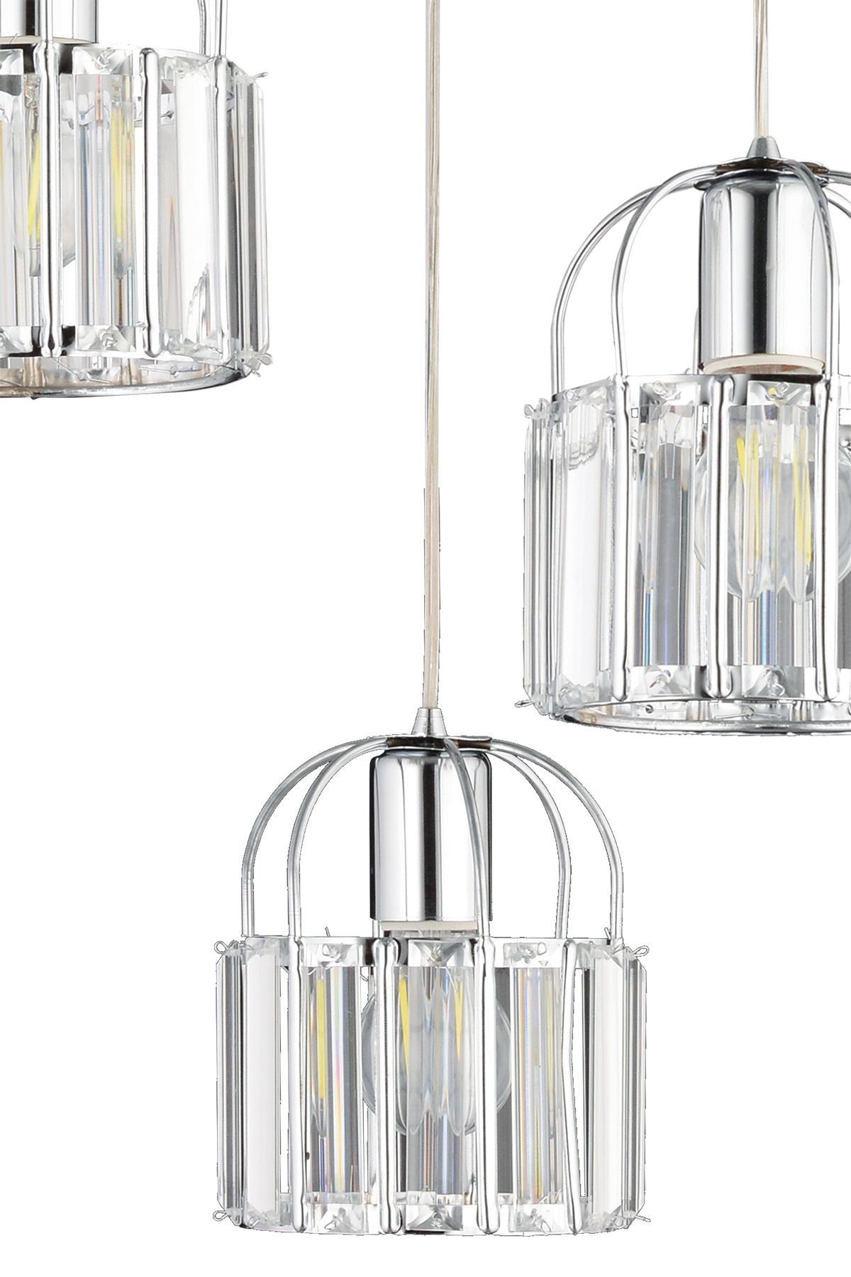 Candeeiro de Teto – 18-60 cm – Cromado – Metal e Vidro