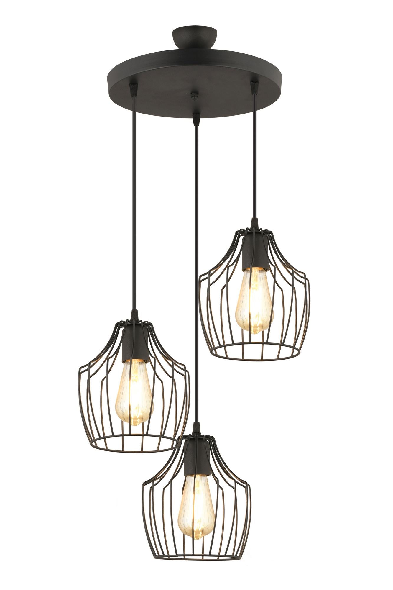 Candeeiro de Teto – 29-85 cm – Preto – Metal