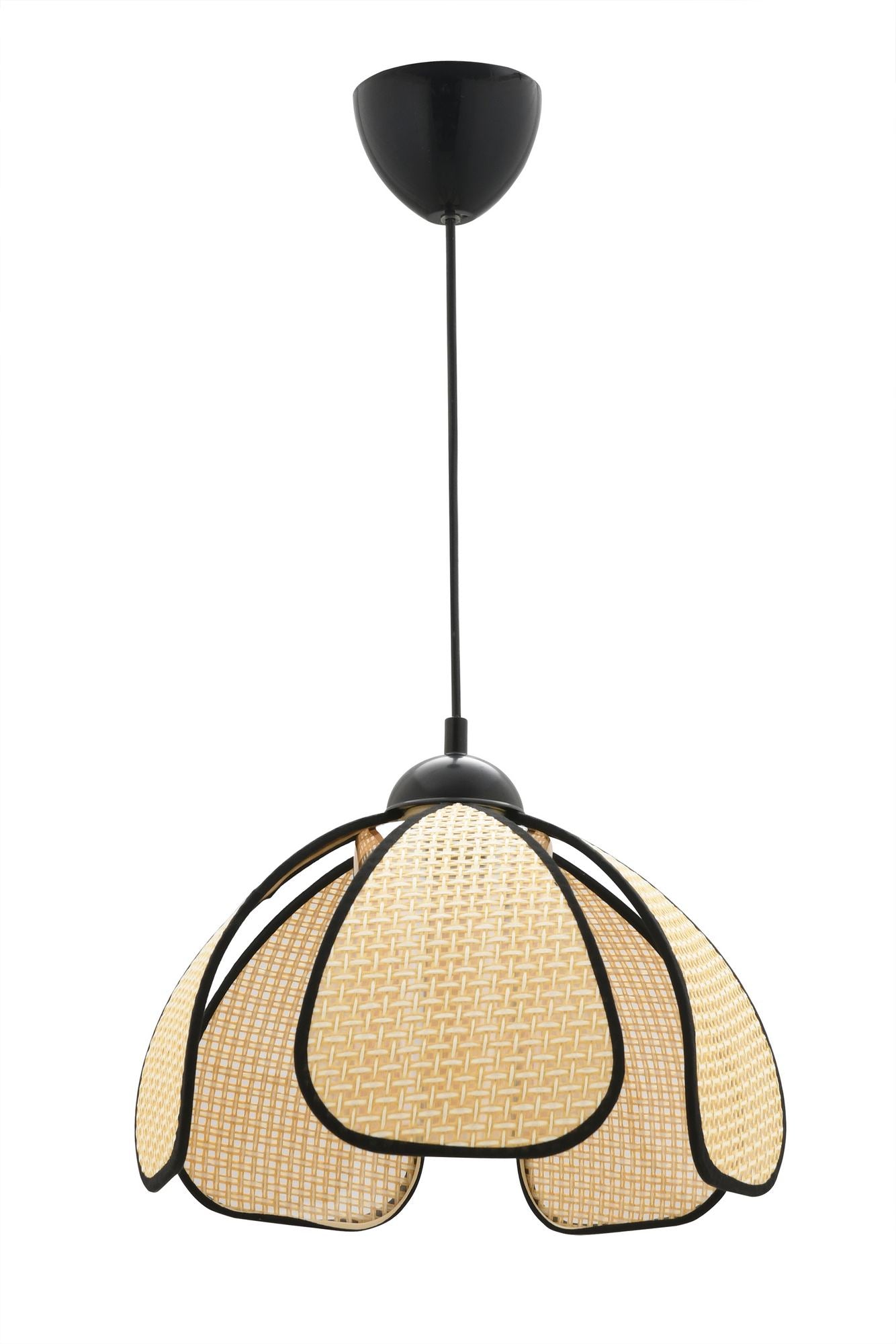 Candeeiro de Teto – altura ajustável de 27 a 60 cm – creme e preto – plástico