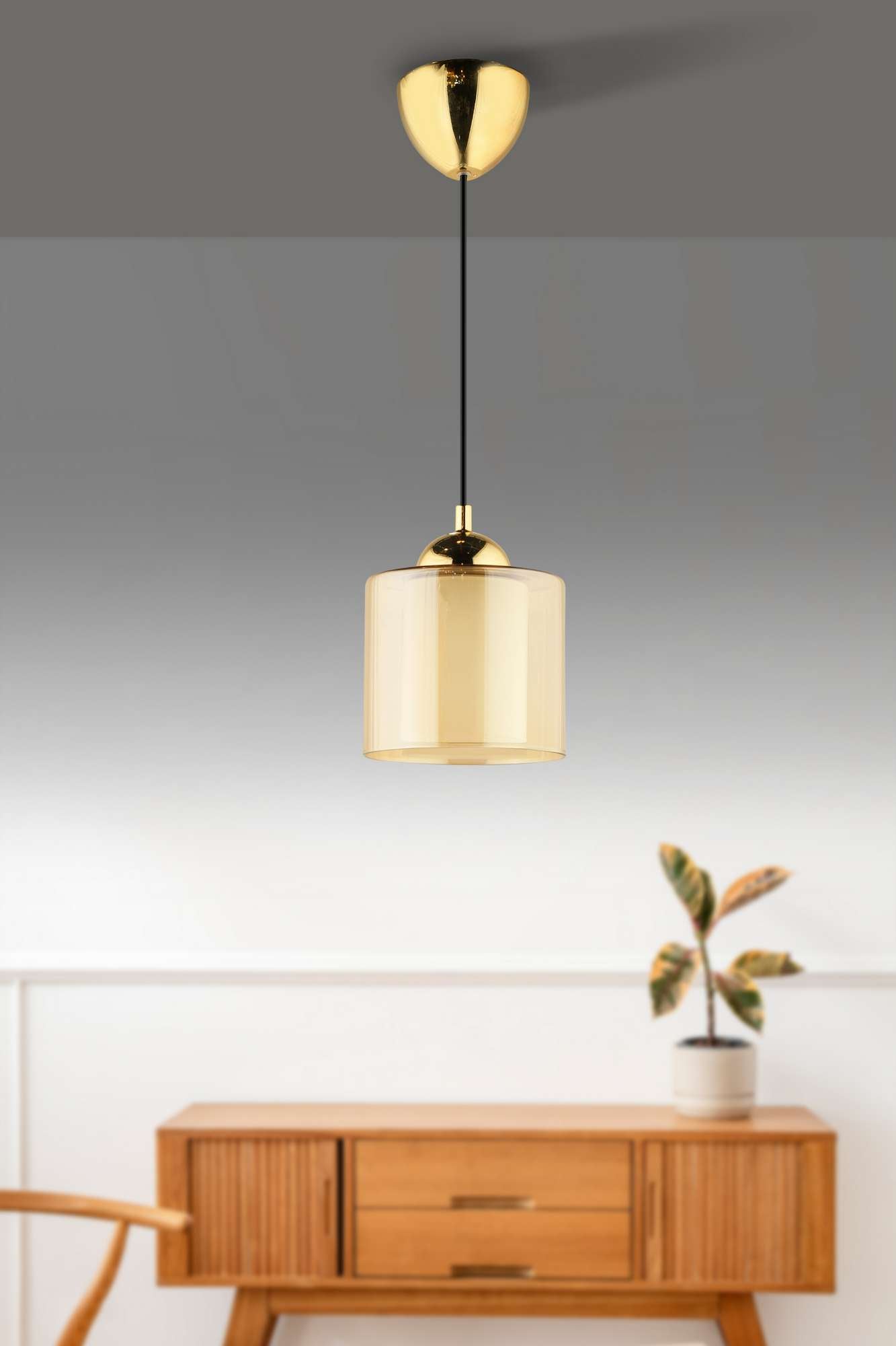 Candeeiro de Teto – 21-70 cm – Mel e Ouro – Plástico