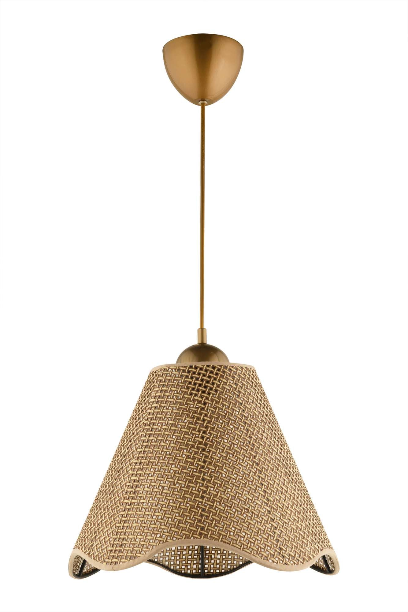 Candeeiro de Teto – Ø32 h:25 cm – Bege e Dourado – Plástico e PVC