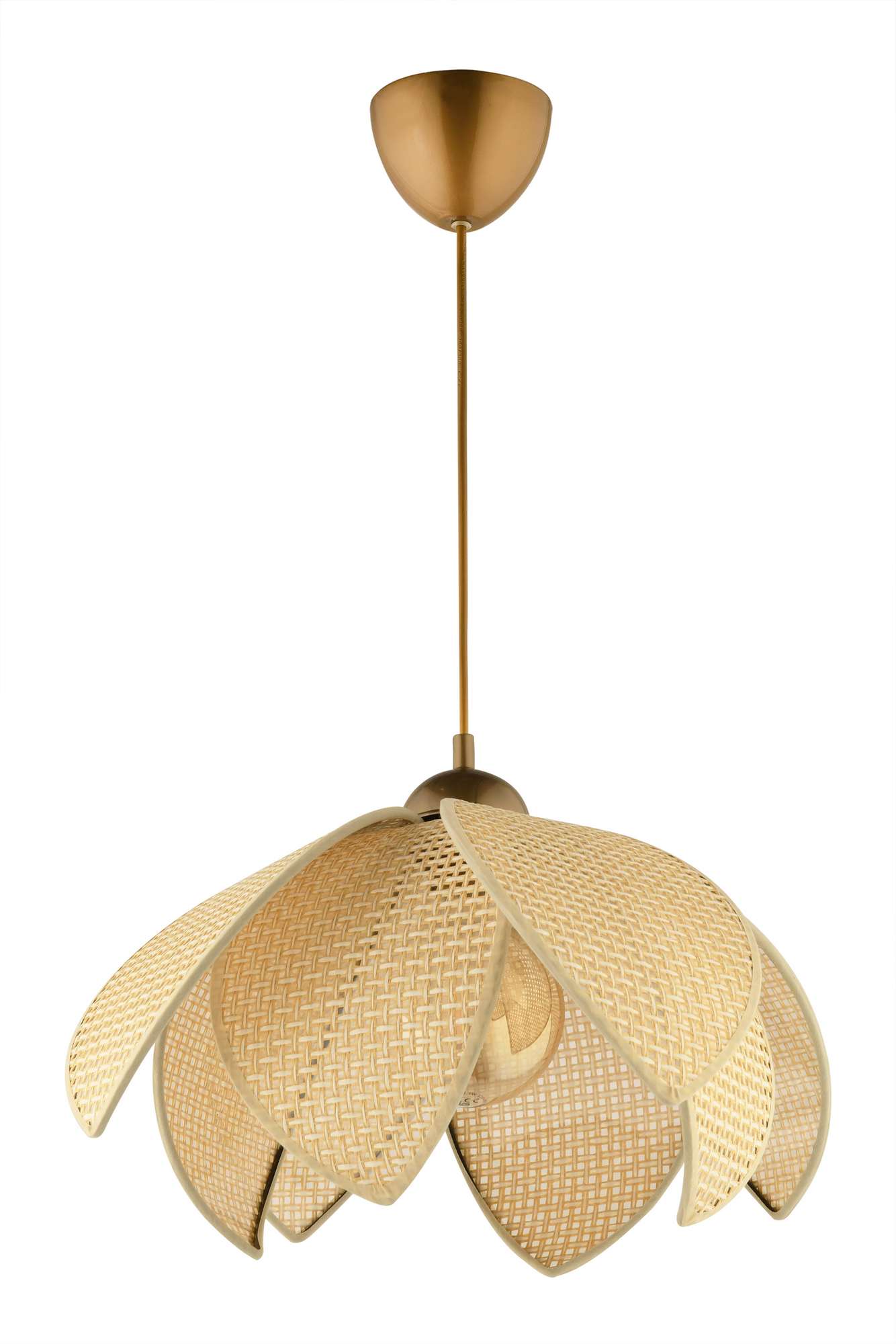 Candeeiro de Teto – 32-70 cm – Creme e Dourado – Plástico