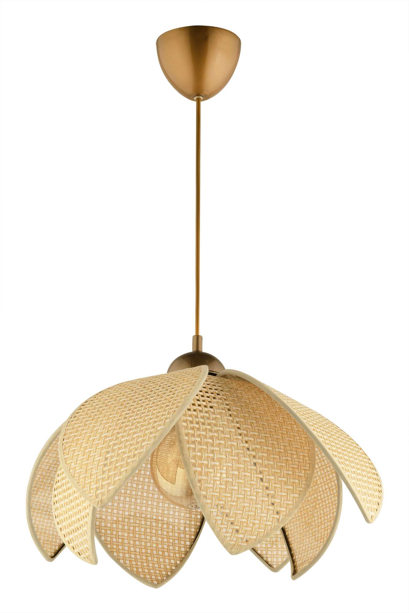 Candeeiro de Teto – 32-70 cm – Creme e Dourado – Plástico