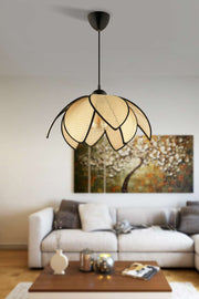 Candeeiro de Teto – 32-70 cm – Creme e Preto – Plástico